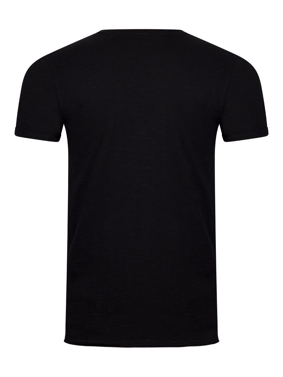 riverso T-Shirt Herren Basic Shirt Shirt 100% Kurzarm Regular mit (1-tlg) Tee Baumwolle RIVLenny Rundhalsausschnitt aus Fit Black