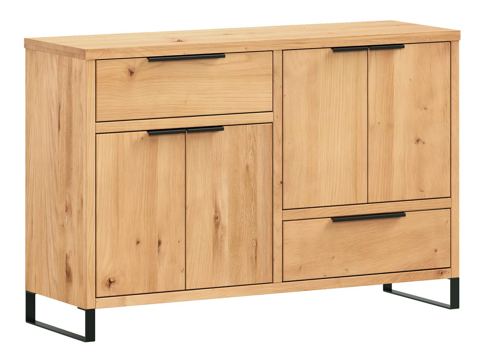 massivum Sideboard Sydney 126cm Wildeiche Kommode Wohnzimmer Massivholz (13 St)