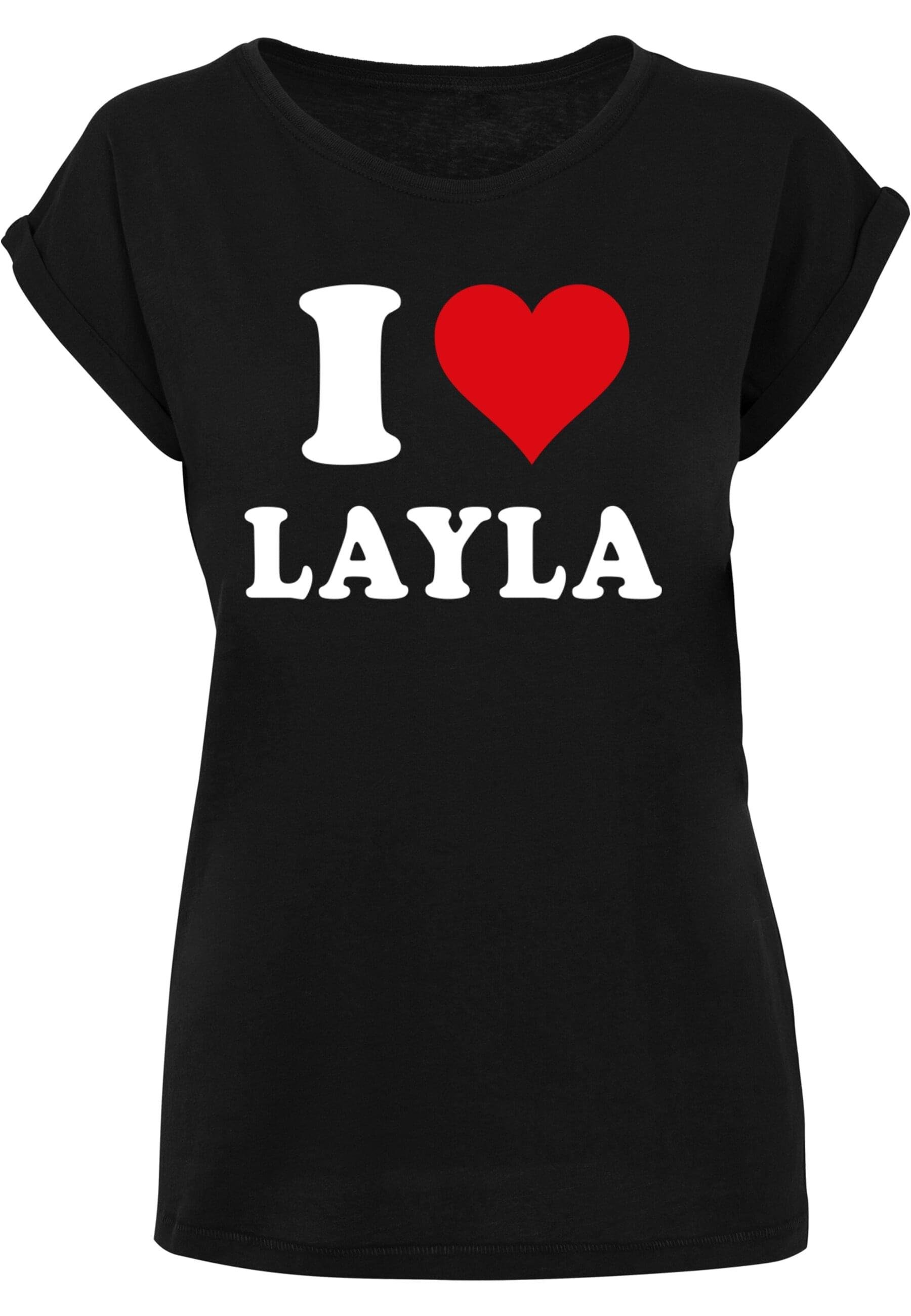 Damen T-Shirt Love T-Shirt (1-tlg) I black Merchcode Layla Ladies X