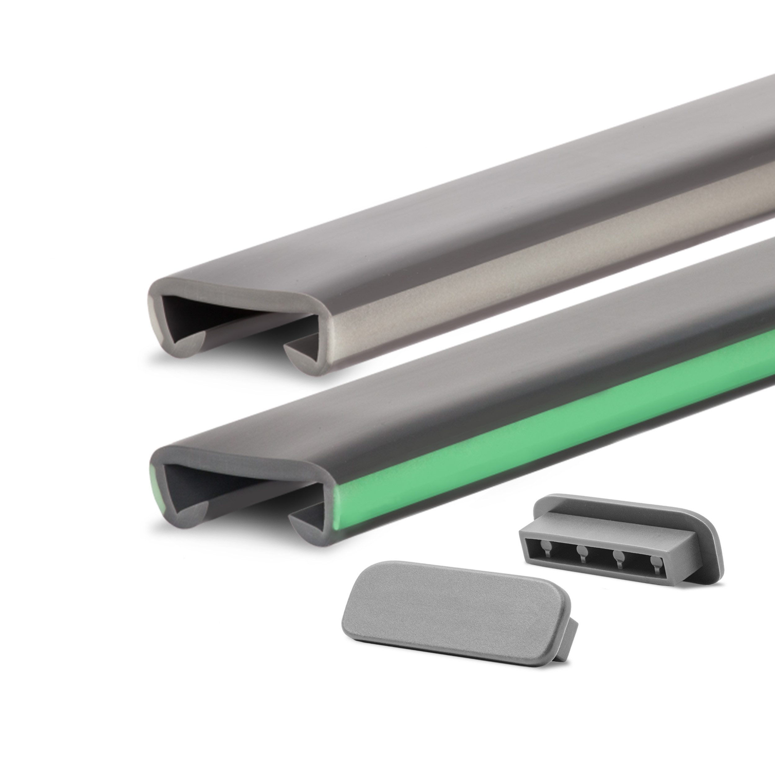 Quest Handlauf Treppenhandlauf LUX PVC fluoreszierend, 100,00 cm Gesamtlänge, (Packung, 1 St), 40x8 mm, rutschfest, für Flachstahl 5-8 mm
