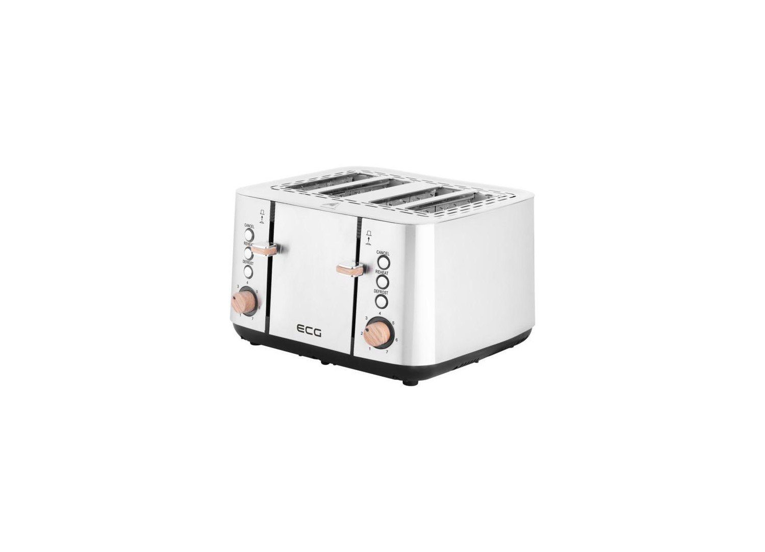 ECG Toaster ST 4767 Timber, 4 Fächer für Toast, für 4 Scheiben, 1850,00 W, 4 Fächer für Toast, extra breite Schlitze, stufenlose Regelung