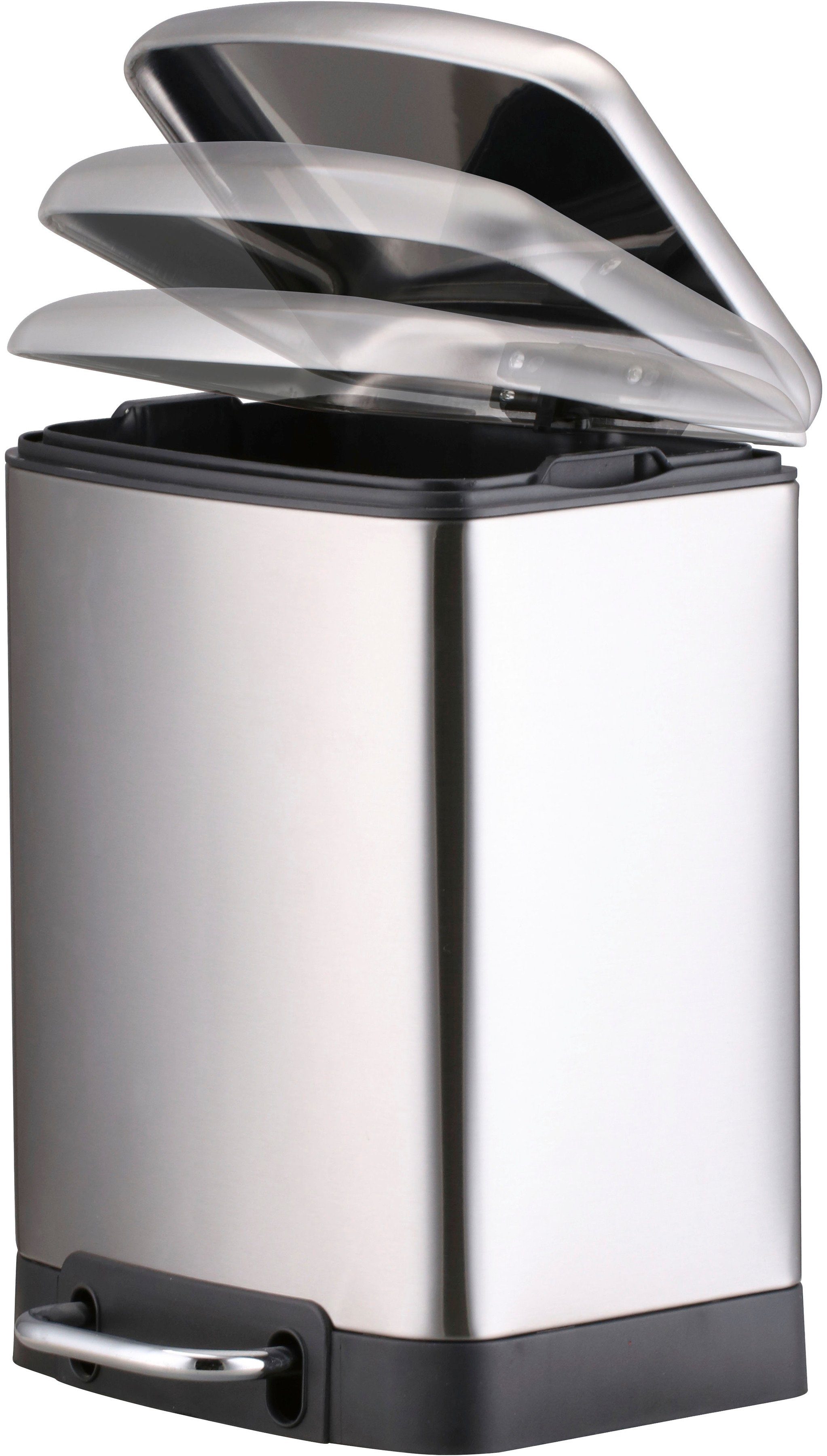 Badaccessoire-Set, Absenkautomatik Mülleimer welltime Absenkautomatik in matter Toilettenbürstenhalter mit mit mit Tretmülleimer Set, grau und 2 6 L tlg., WC-Bürste Optik,