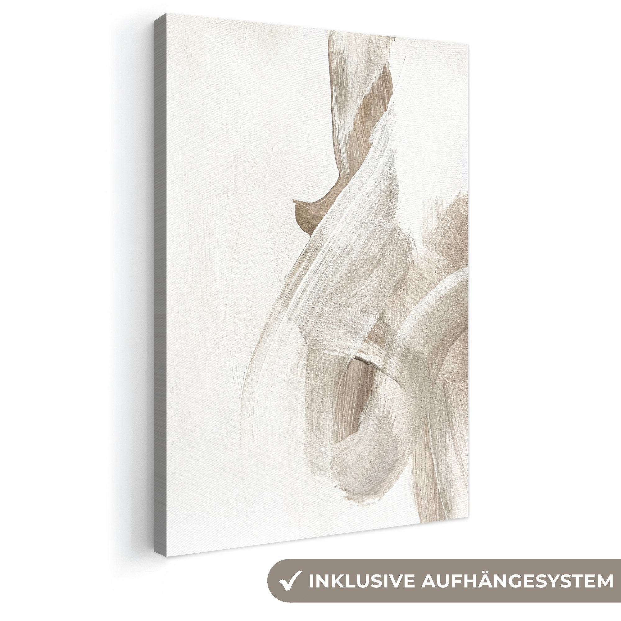 OneMillionCanvasses® Leinwandbild Abstrakt - Moderne Kunst - Beige, Fotodruck (1 St), Leinwand Canvas Wandbild, Wanddekoration 20x30 cm