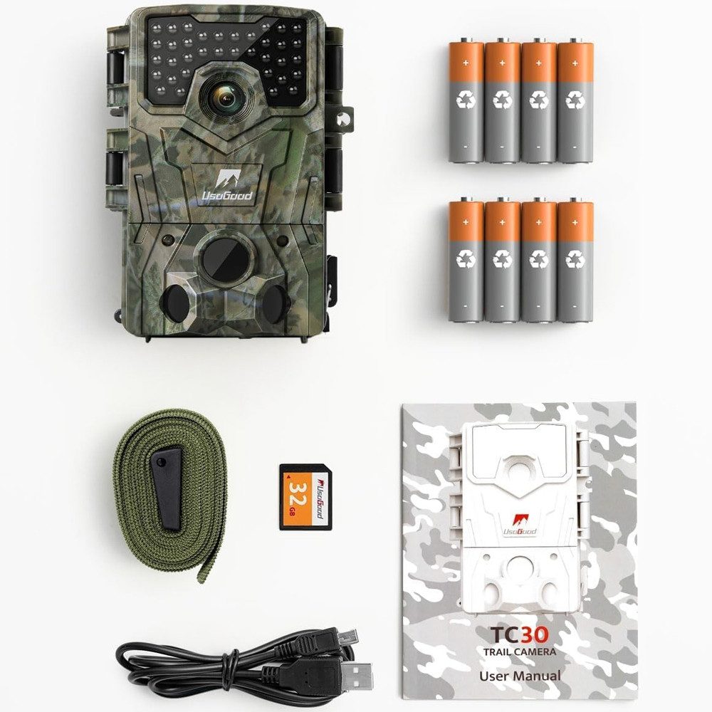 Usogood Wildkamera Wildkamera 4K Video Wildtierkamera 48MP mit 32GB karte und 8 Batterien (Außenbereich, für Outdoor-Gartenüberwachung Außenbereich Sicherheit,  – Bild 2 von 5