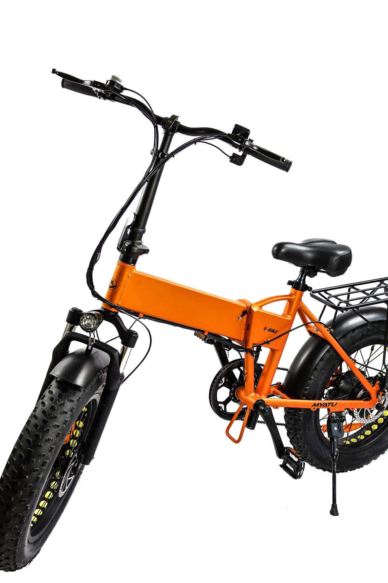 Myatu orange, 500 Gang Wh Akku Heckmotor, Fatbike E-Bike Zoll 20 faltbar 6 250W 500 Wh Shimano,