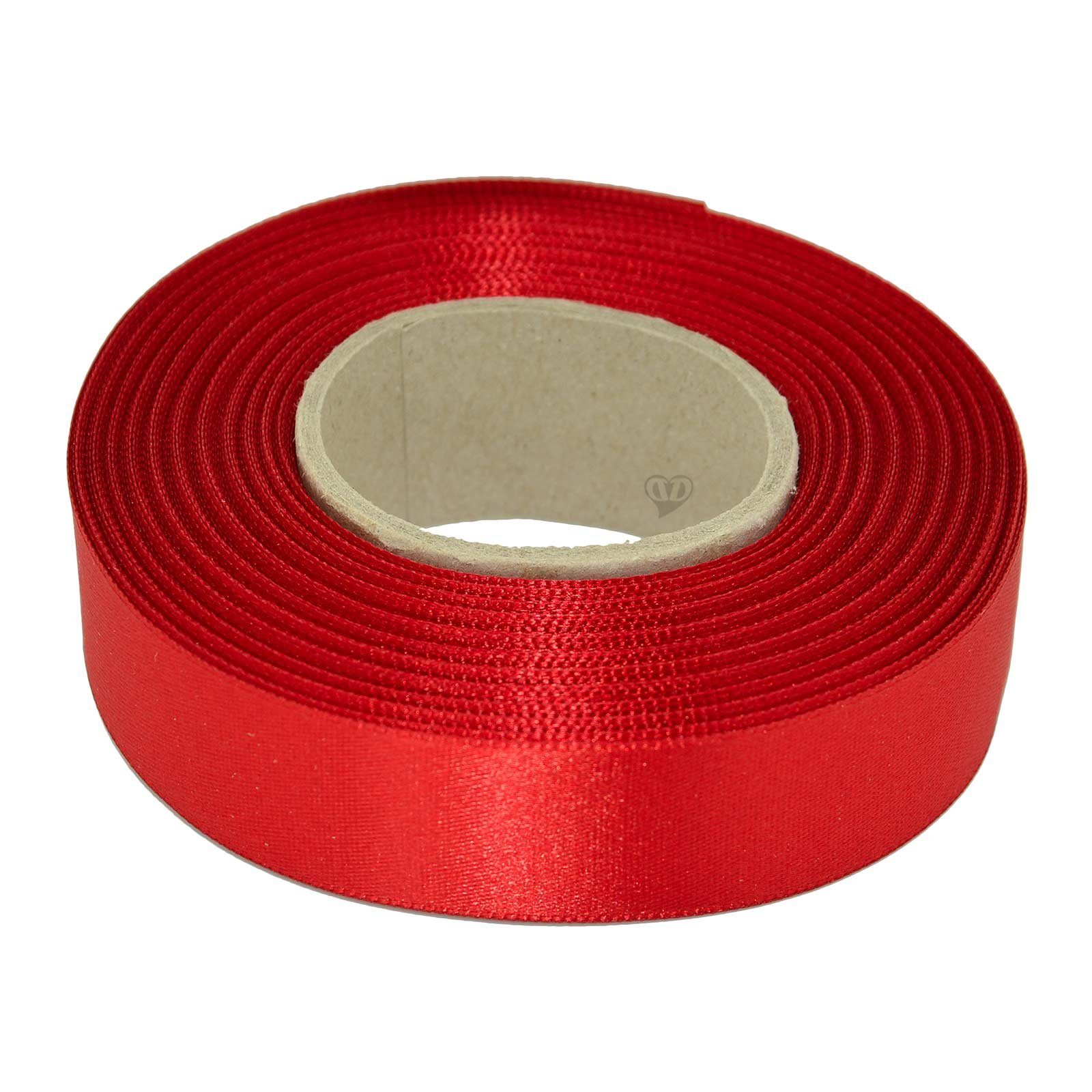 maDDma Geschenkband 20m Satinband beidseitig 24mm, Dekoband Geschenkband, rot
