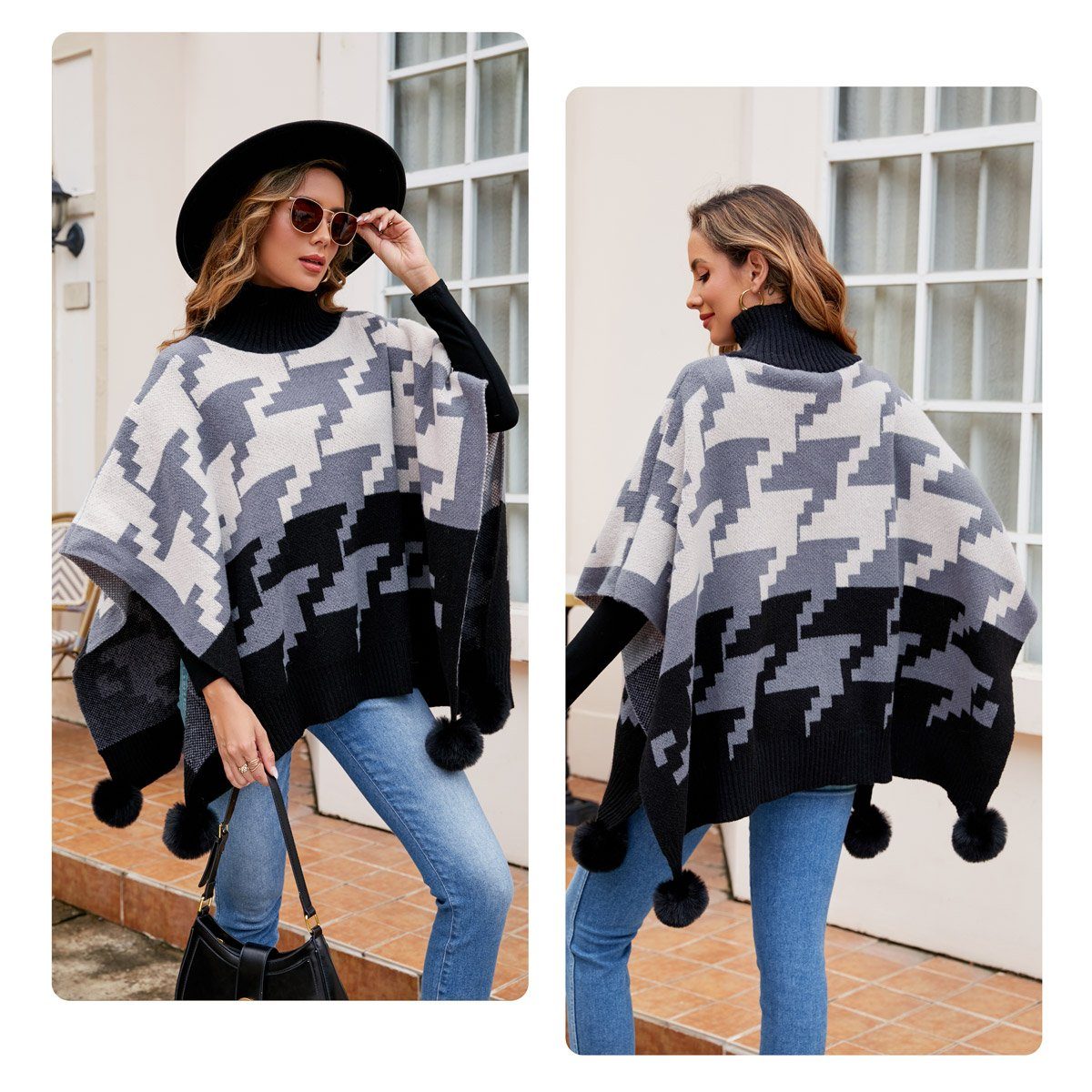 Vivi Idee Strickponcho Damen Strickponcho mit günstig online kaufen