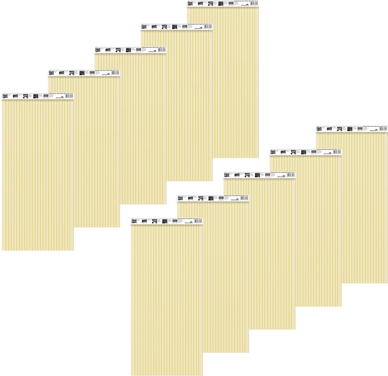 SCHELLENBERG Rollladenkastendämmung einteilig, 100 x 50 x 1,3 cm, (Set, 10-St), Thermoisolierung für Rollläden, Wärmedämmung