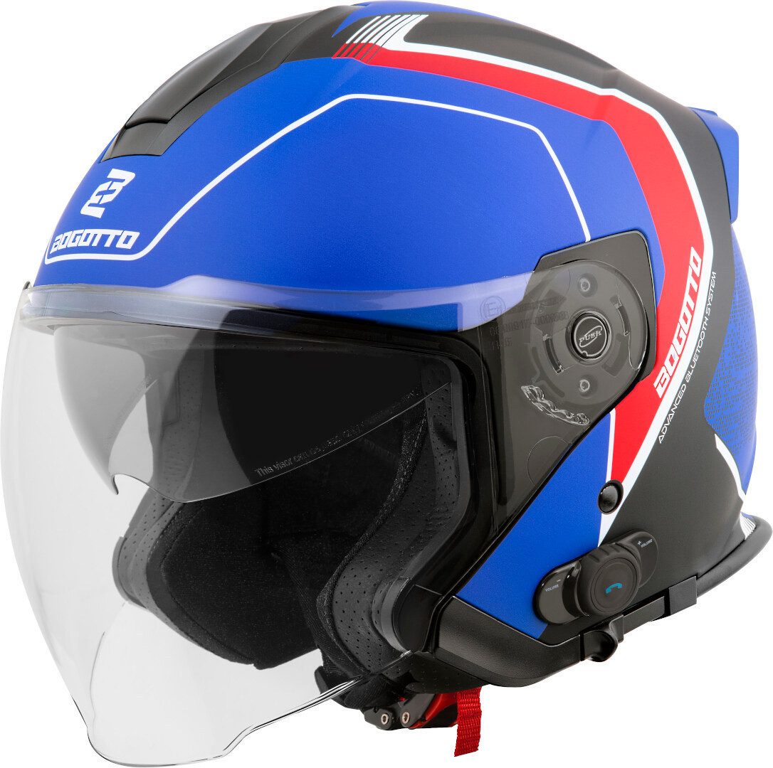 Bogotto Motorradhelm H586 BT Illus Bluetooth Jethelm, Integriertes Kommunikationssystem,geeignet Für Brillenträger,hera