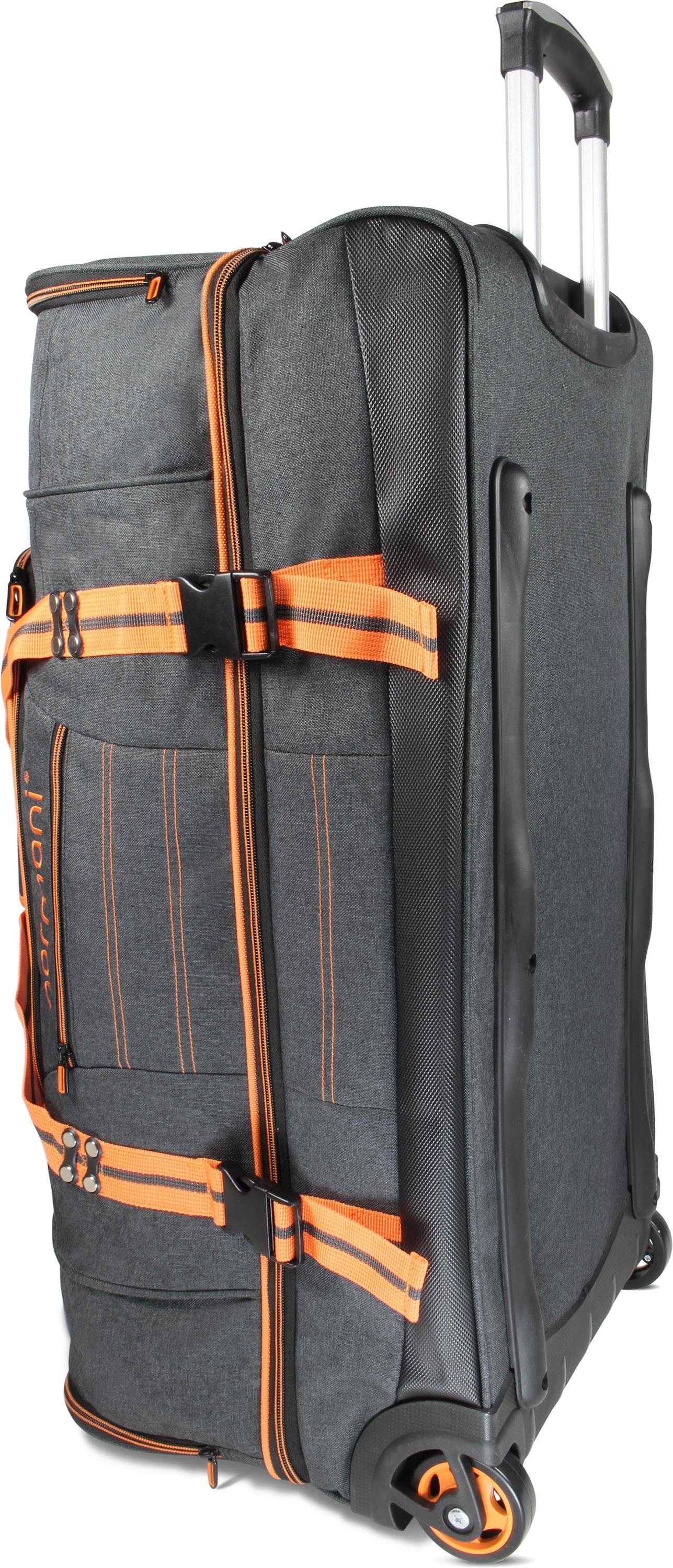 normani Reisetasche Reisetasche 90 l Kompass mit Orange 90, 5 Fächern Rollen Trolley und