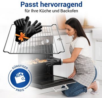 VIOKS Grillrost Backgitter Set Ersatz für Bauknecht 481245819334, 448x338x26 mm mit 2 Silikon Ofenhandschuhe für Backofen