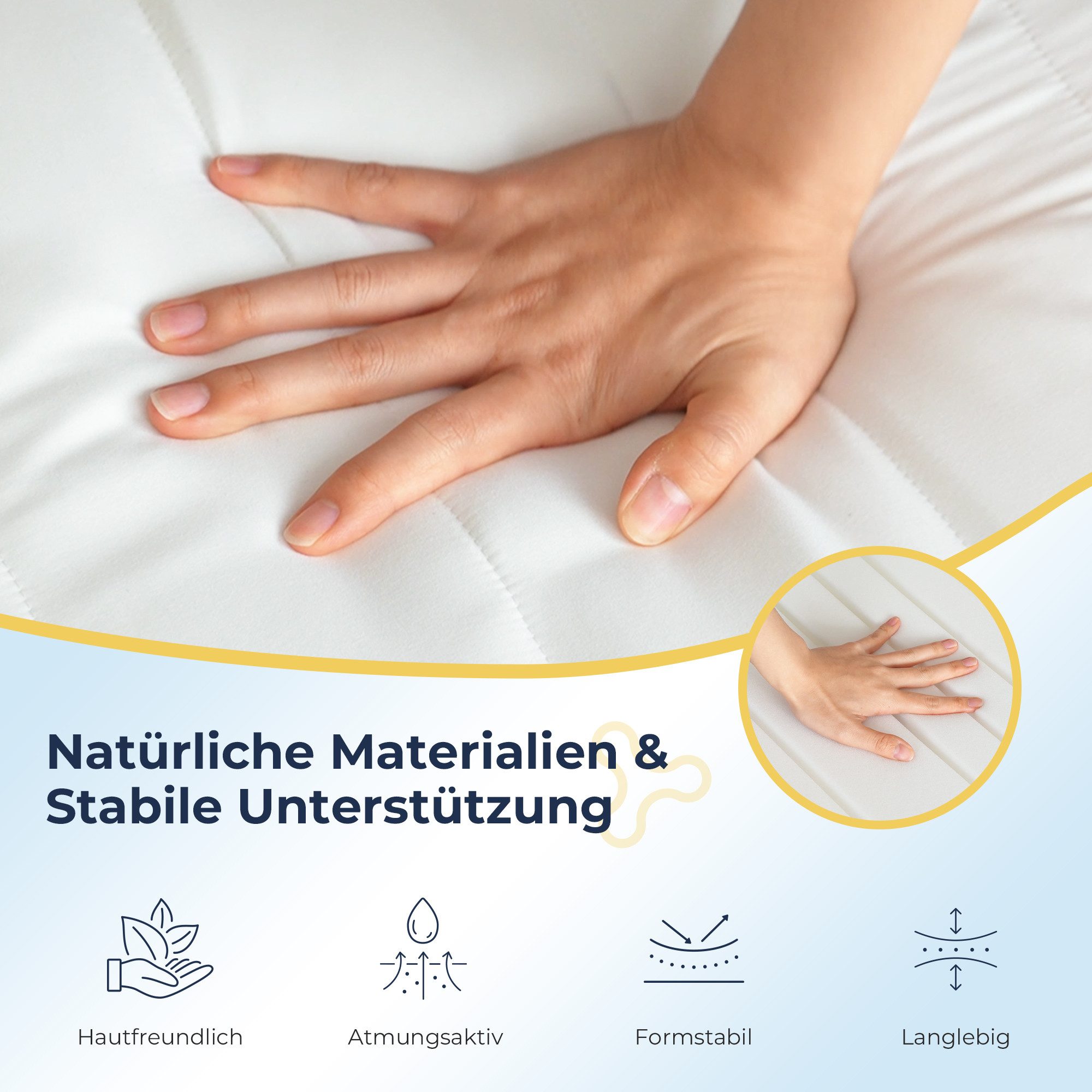 Kaltschaummatratze 7-Zonen Rollmatratze mit waschbarem Bezug, 12 / 16 / 18 / 22 cm Höhe, Napsie, H3 mittelfest, Ideal für Kinder-, Hochbetten und Gästezimmer