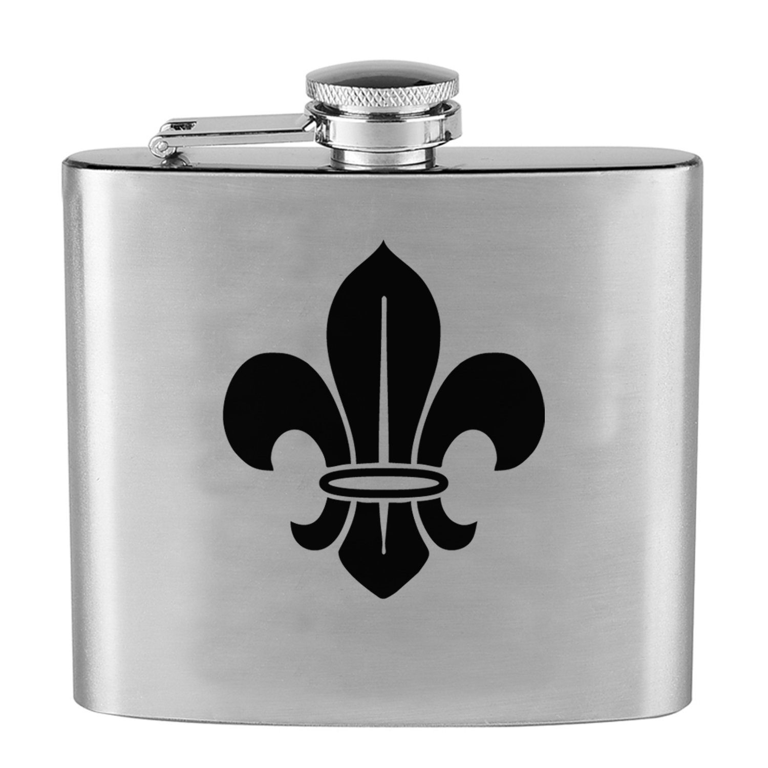 Lasernauten Flachmann Trinkflasche Edelstahl Flachmann mit Gravur Lilie Fleur de Lis, Edelstahl