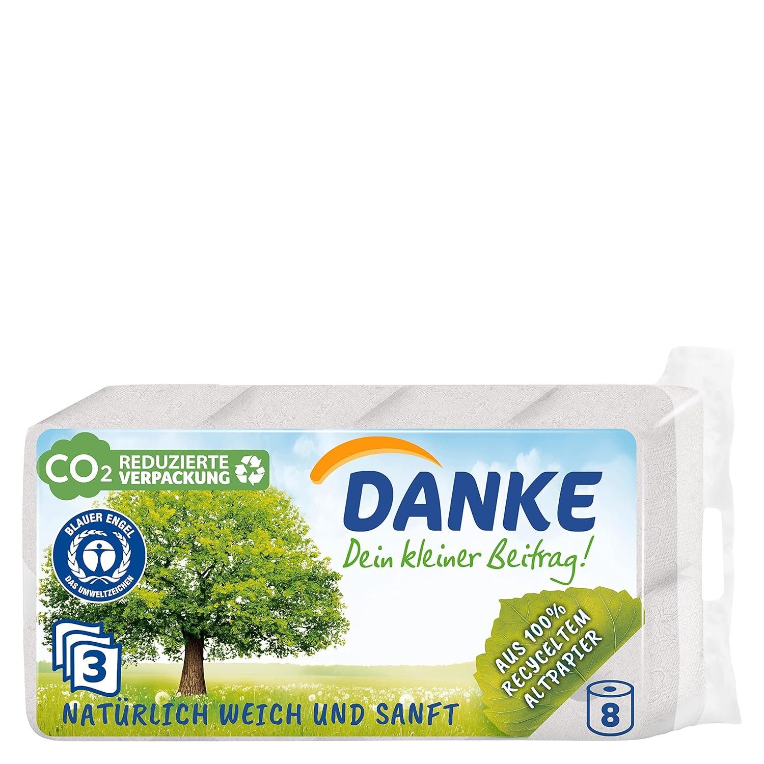 Danke Toilettenpapier Toilettenpapier, (8 x 150 Blatt) 3 lagig (1-St)