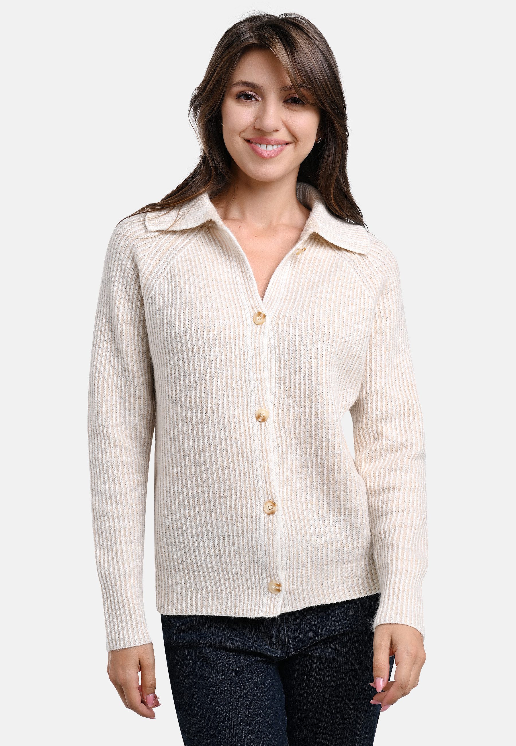 BICALLA Cardigan Strick-Cardigan in Sand/Ecru (1-tlg)