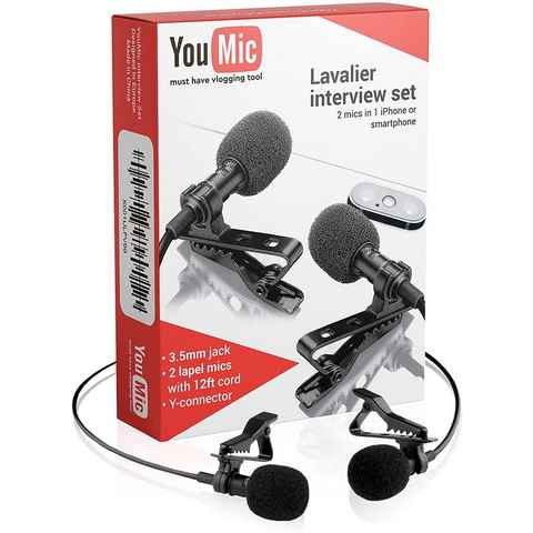YouMic Mikrofon Set 2 Stück Clip-on Lavalier Mikrofon (1-tlg), für iPhone / iOS / Android