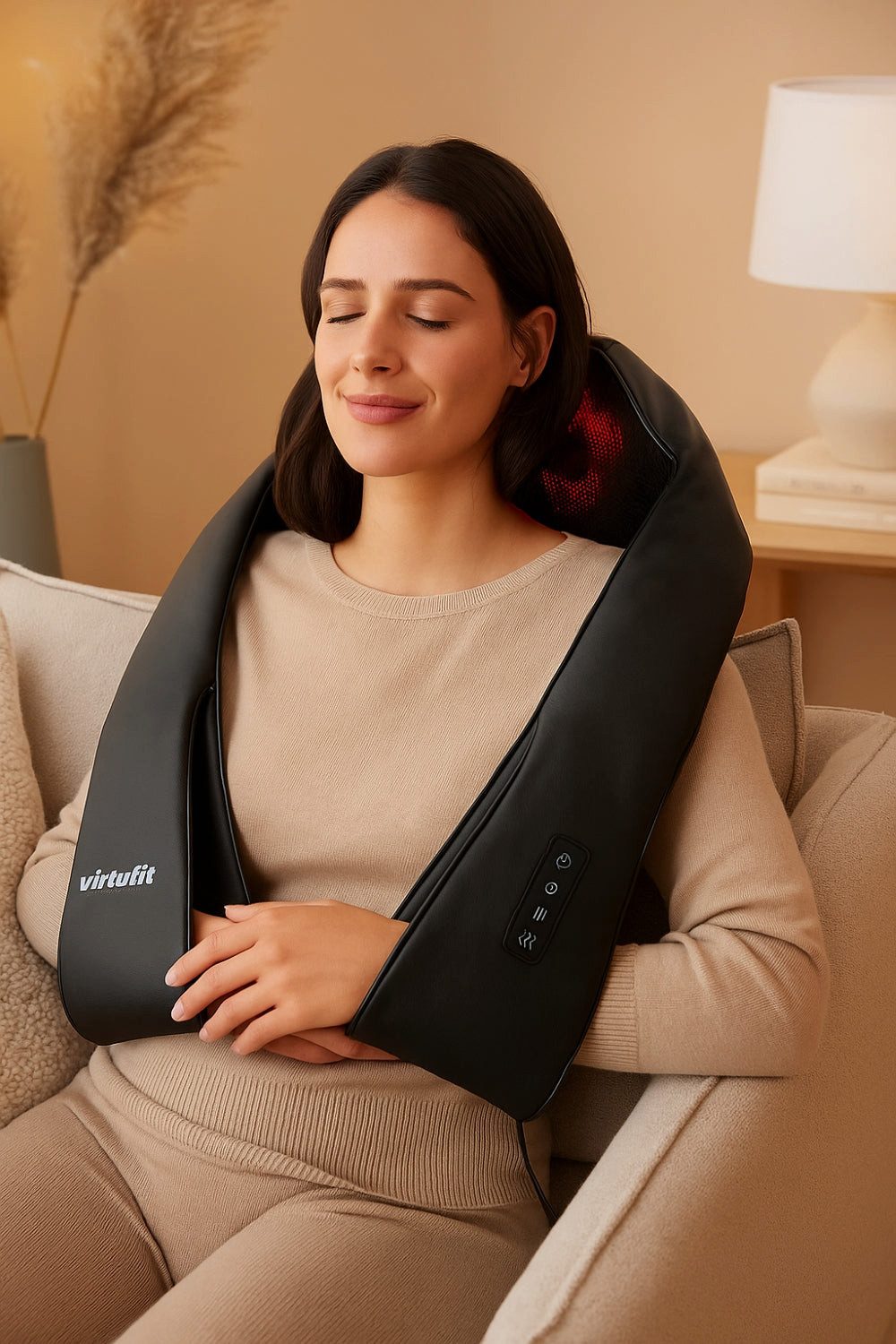 VirtuFit Shiatsu-Massagekissen VirtuFit Kabelloses Nackenmassagekissen Pro Shiatsu mit Wärmefunktion