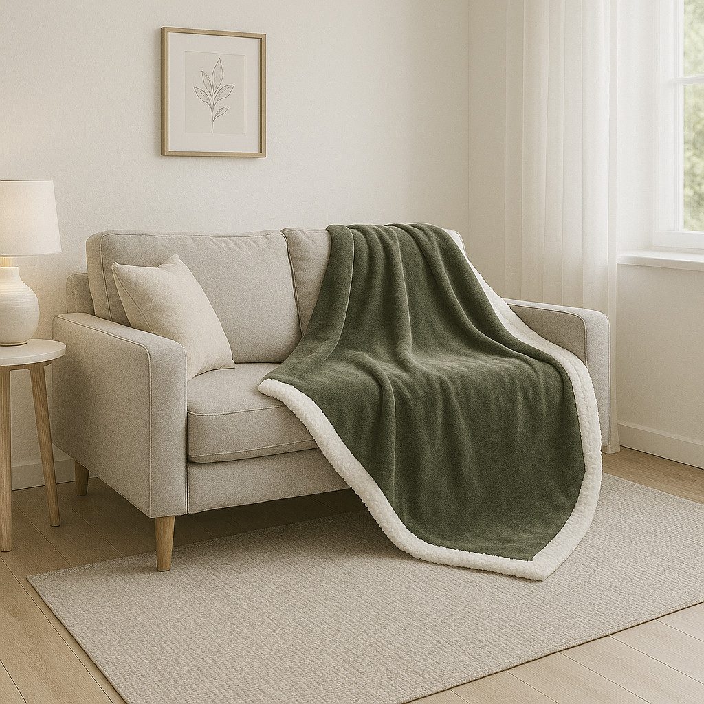 Wohndecke Luxus Flanell Sherpa Kuscheldecke XXL Verona Größe 150x200 cm, Betz, Flauschig Warm