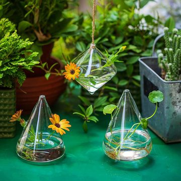 HIBNOPN Dekovase Glas Hängen Pflanzgefäße Wasserpflanzenbehälter Terrarium Kerzenhalter (3 St)