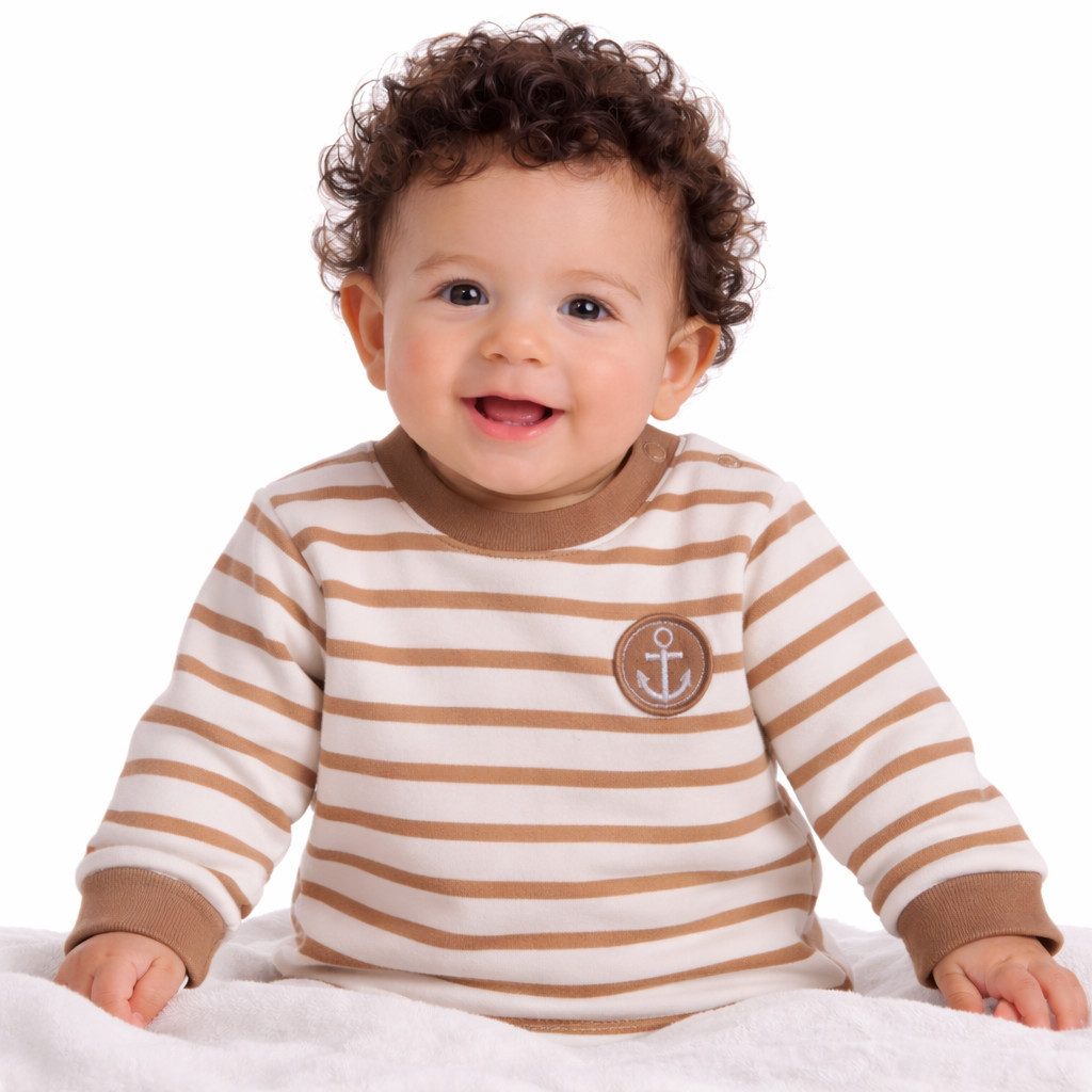 Langarmshirt Baby T-Shirt gestreift Longsleeve in Beige