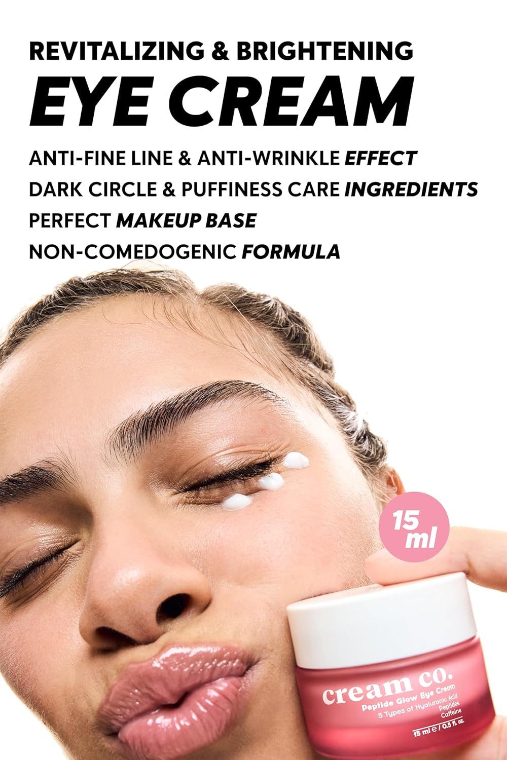 cream co. Gesichtspflege Augencreme mit Koffein, 5x Hyaluronsäure und Peptiden, Feuchtigkeitssp