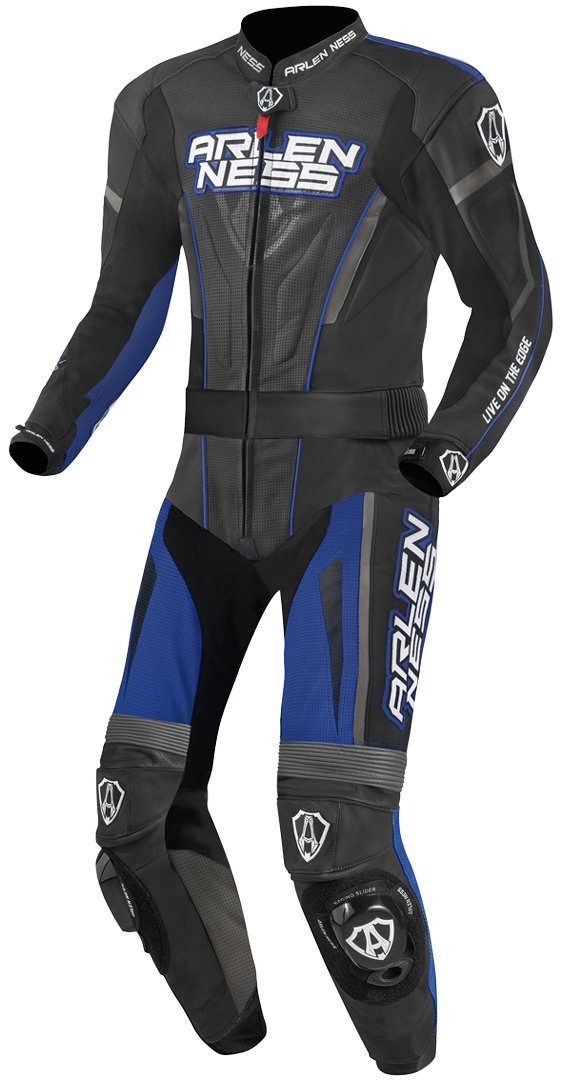 2-Teiler Motorradkombi Black/Gray/Blue Motorrad Ness Arlen Lederkombi Edge