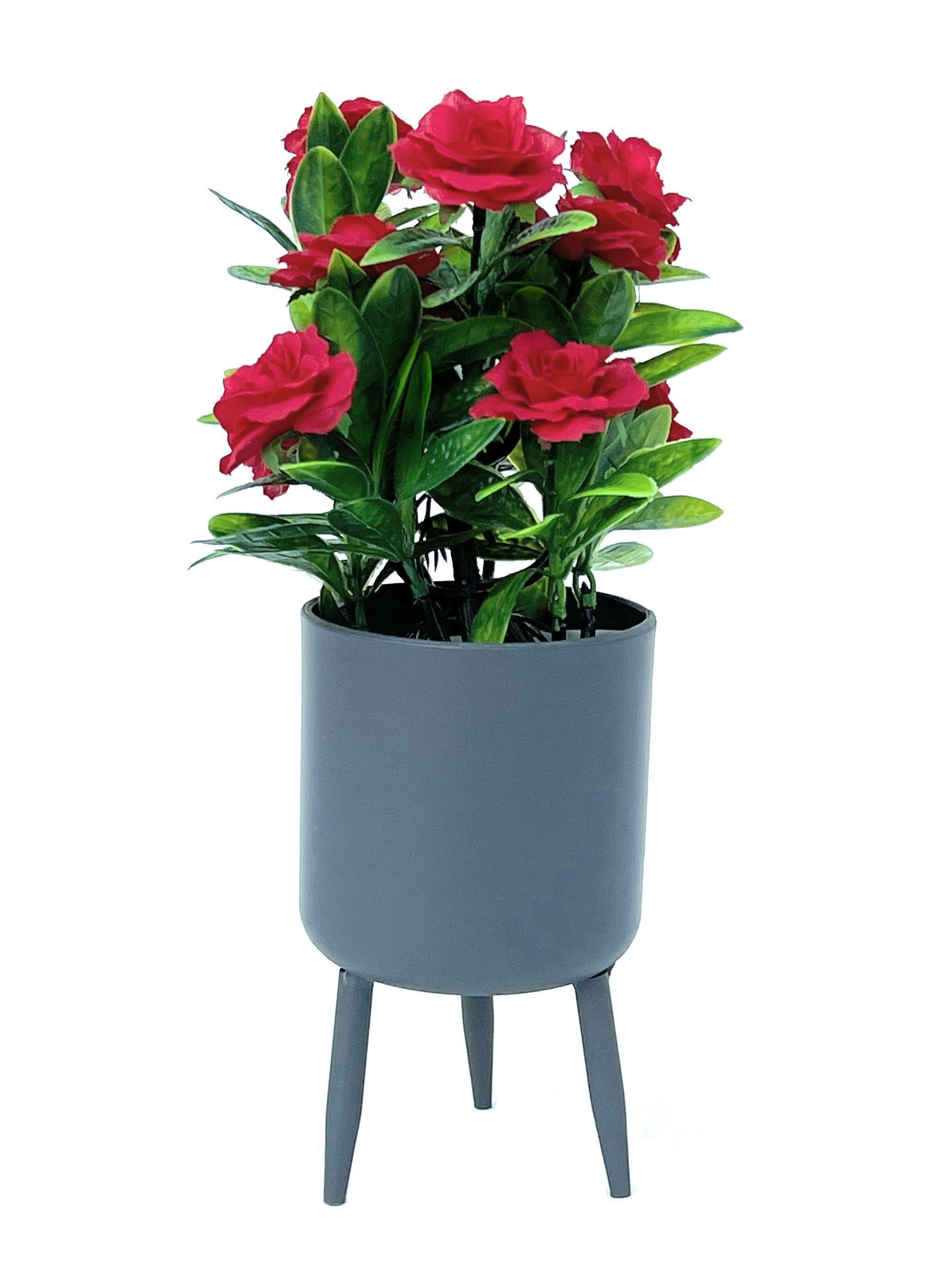 Metall DanDiBo Topf Blumenhocker Grau 96260 Blumensäule Blumenständer Blumentopf mit