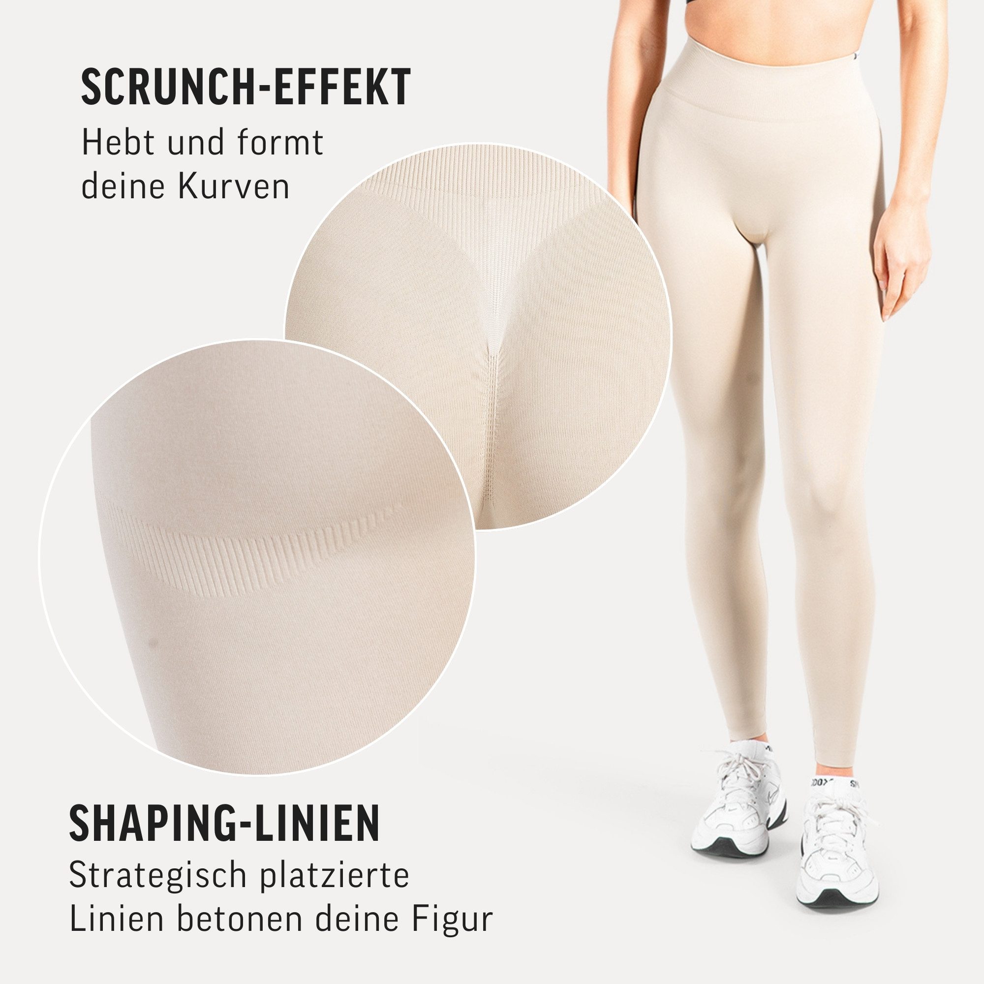 Smilodox Leggings Slayton Scrunch, Seamless Push-Up Sporthose High Waist V-Shape Bund Invisible Scrunch Blickdicht Yogahose, Fitness Gym Yoga Alltag – Bild 5 von 5