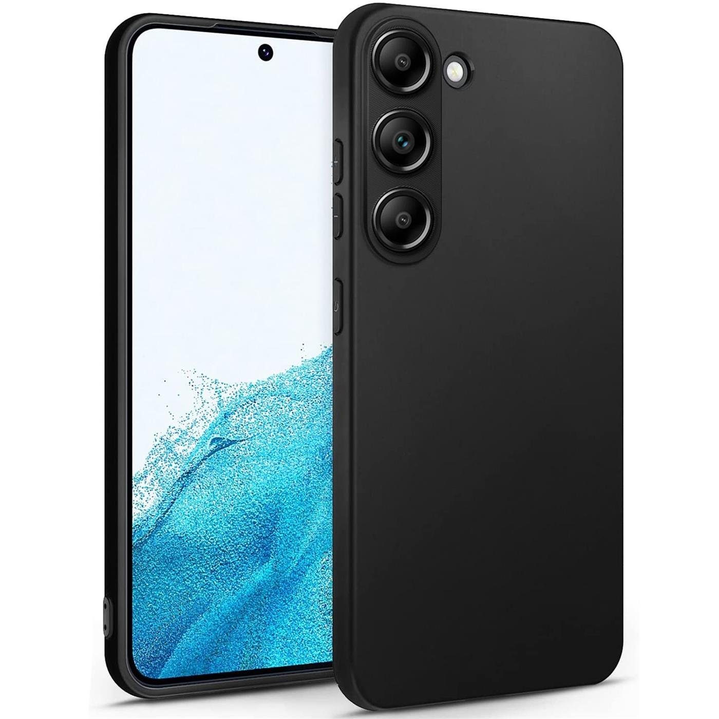 CoolGadget Handyhülle Handy Schutzhülle für Samsung Galaxy S23 matt schwarz 6,1 Zoll, Silikon TPU Hülle Schutz Tasche Cover schlicht Slim Case