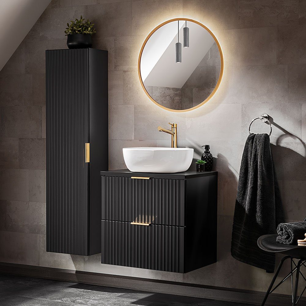 Lomadox Badmöbel-Set ADELAIDE-56-BLACK, (Spar-Set, 3-St), schwarz günstig online kaufen