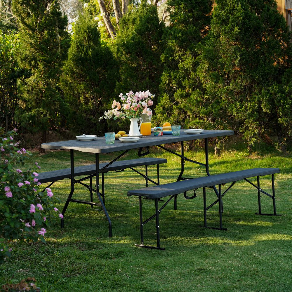 NILS CAMP Gartenbank Klappbank Bierzeltbank Campingbank (Spar-Set, 1-St., 183 x 28 x 43 cm faltbar), faltbar, wetterbeständig, 270 kg belastbar, leicht
