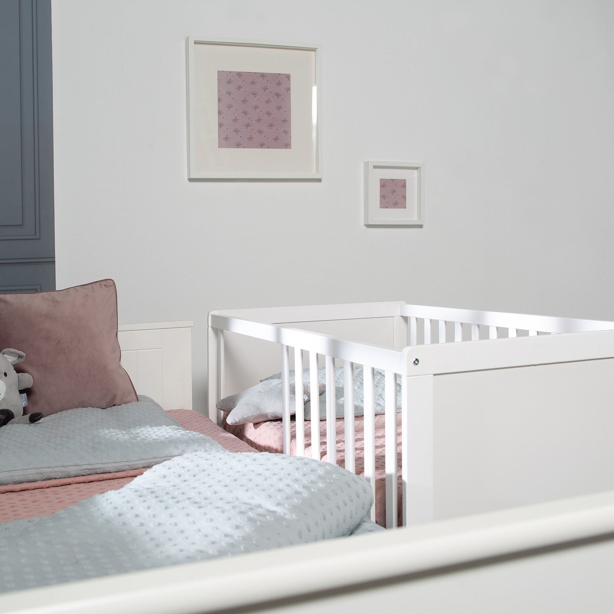 roba® Babymöbel-Set Hamburg 2-teilig, (2-tlg), Beistellbett & schmale Wickelkommode