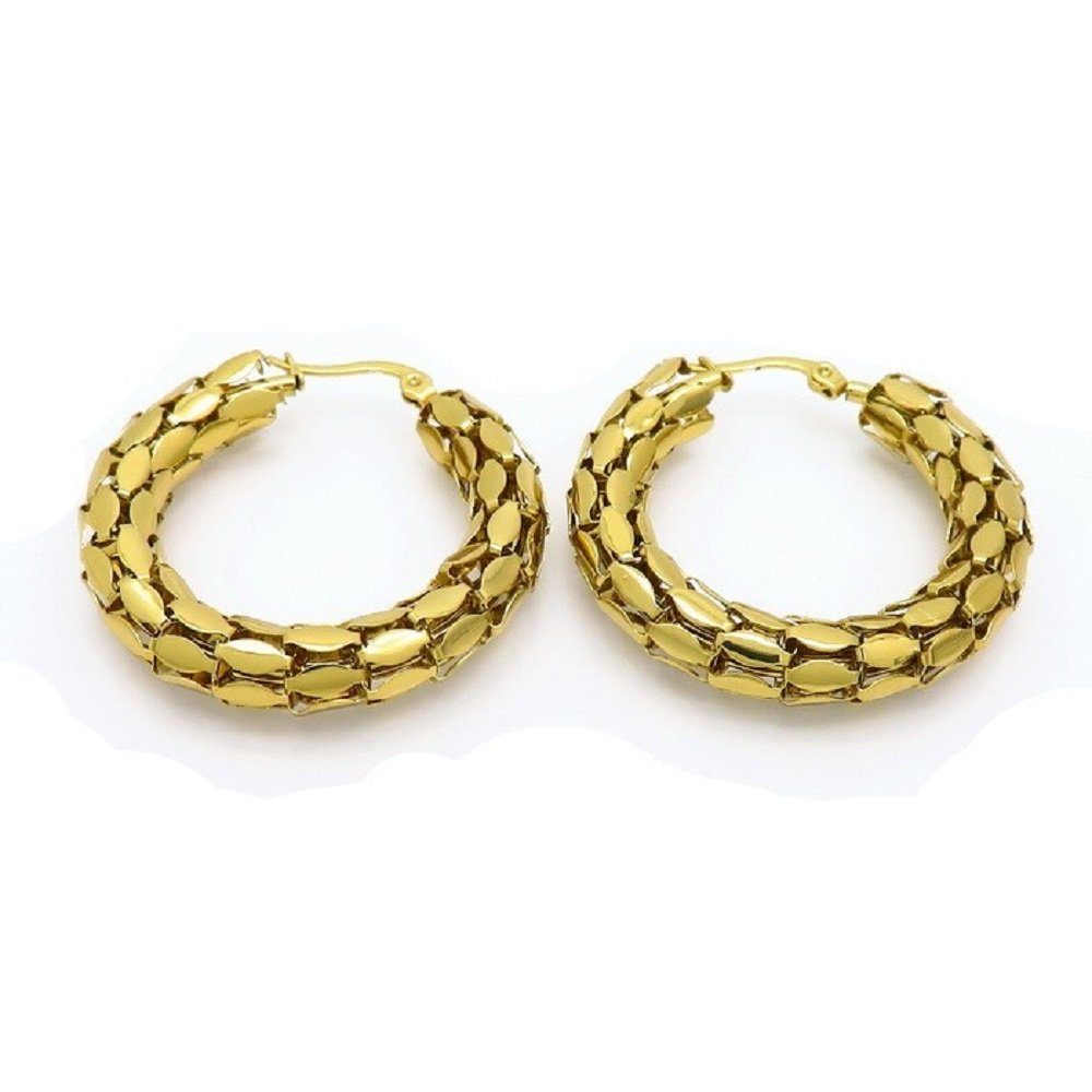 BUNGSA Ohrring-Set Creolen Boho Style breit gold aus Edelstahl Damen (1 Paar (2 Stück), 2-tlg), Ohrschmuck Ohrringe