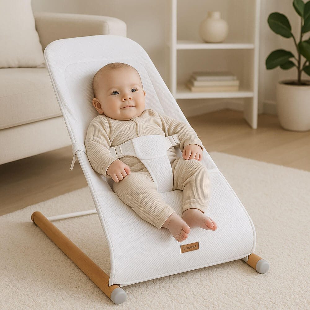 CHILDHOME Babywippe, Babywippe Schaukelstuhl Säugling Babyschaukel Holz Sta günstig online kaufen