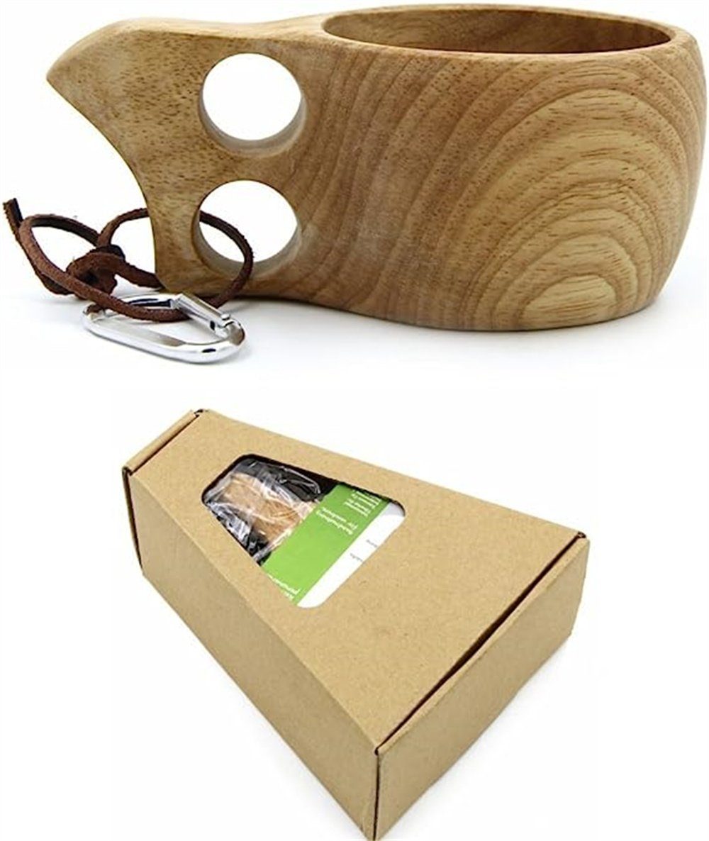 TUABUR Tasse Zwei-Loch-Trinkbecher aus Holz, tragbarer Reisebecher