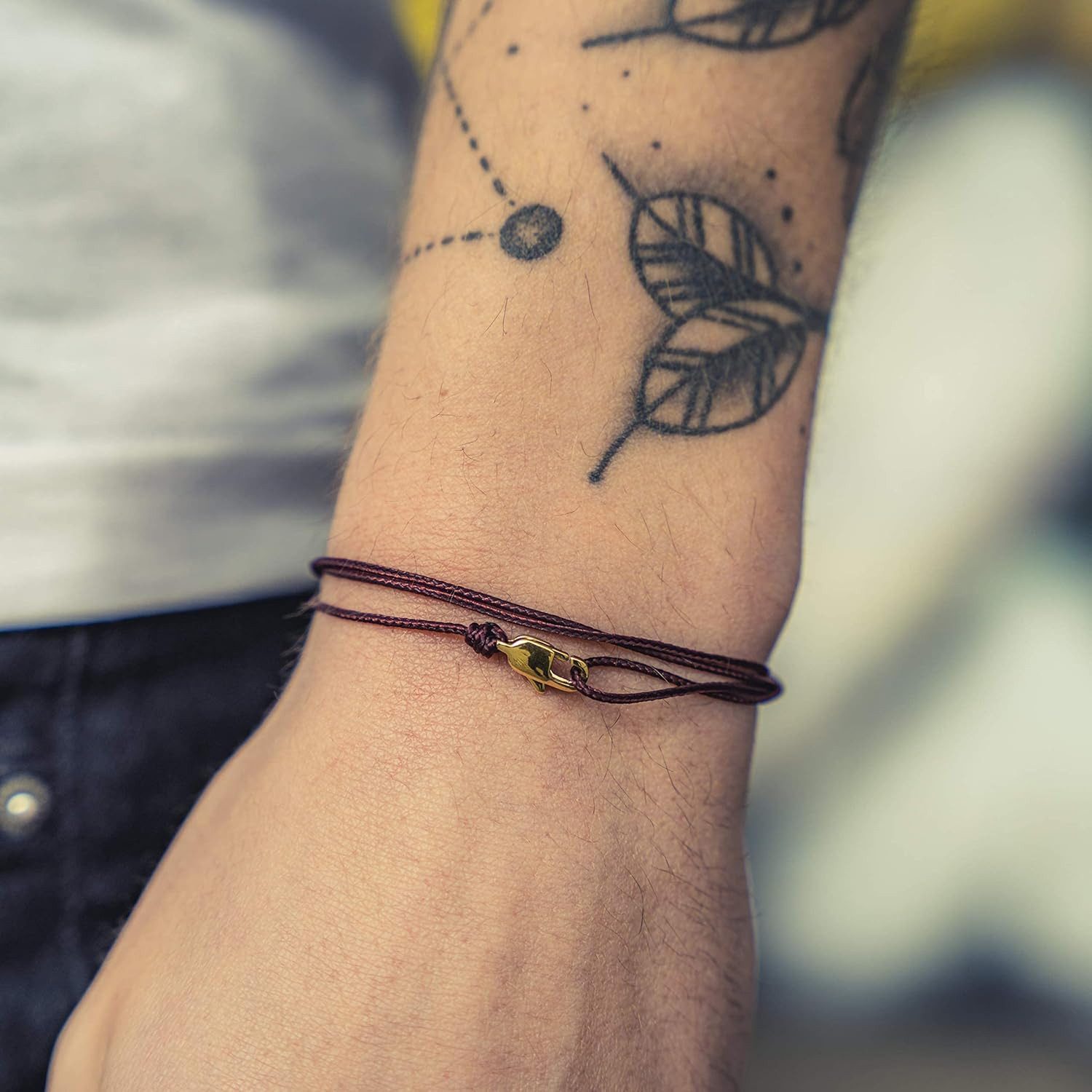 Made by Nami Armband Karabiner Wickelarmband - Weinrot Gold (Einzelartikel)