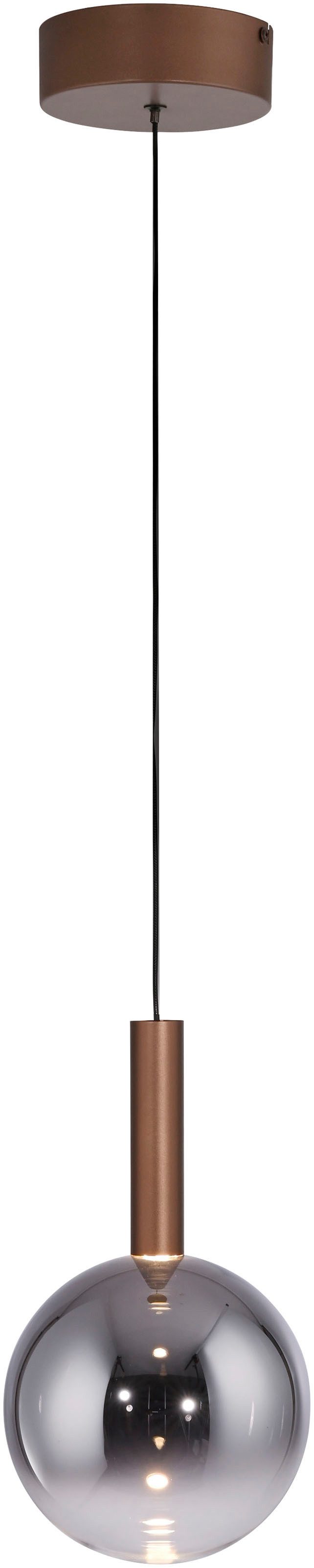 Paul Neuhaus LED Pendelleuchte BOWL, Memoryfunktion, LED fest integriert, Warmweiß, Dimmbar über Lichtschalter, Memory, Höhenverstellbar, Rauchgläser