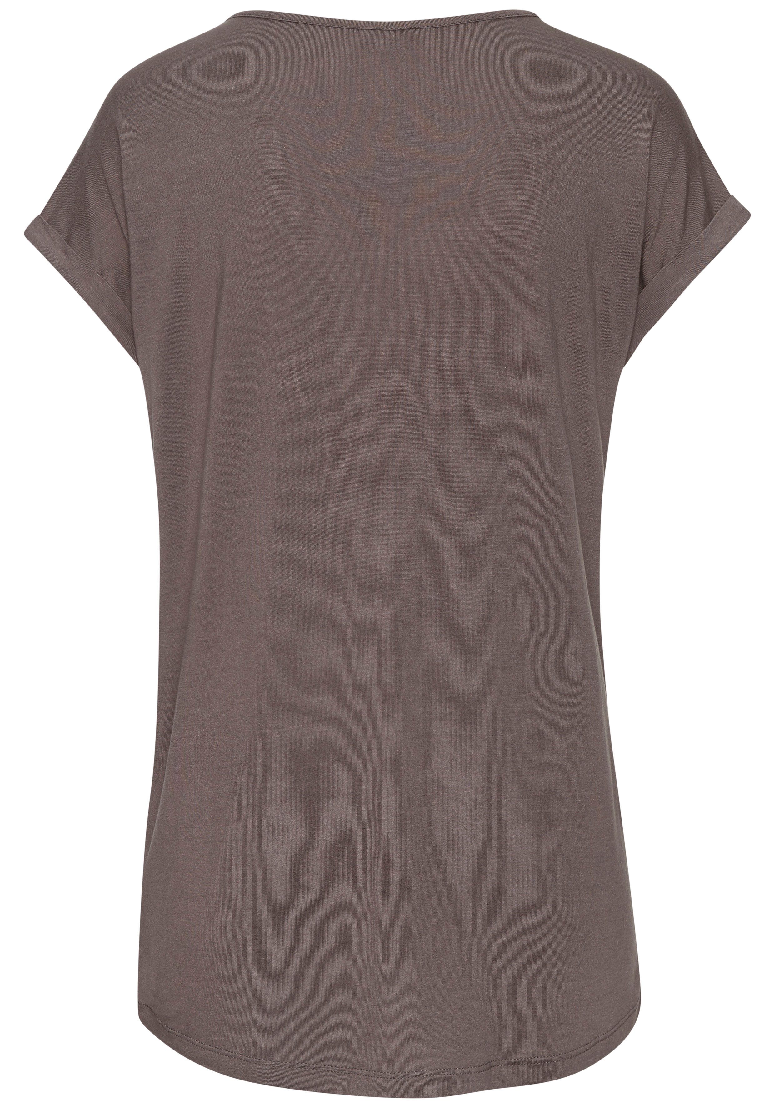 LASCANA Kurzarmshirt mit Rundhalsausschnitt, Jerseyware, Ärmelaufschlag, Basic – Bild 4 von 5