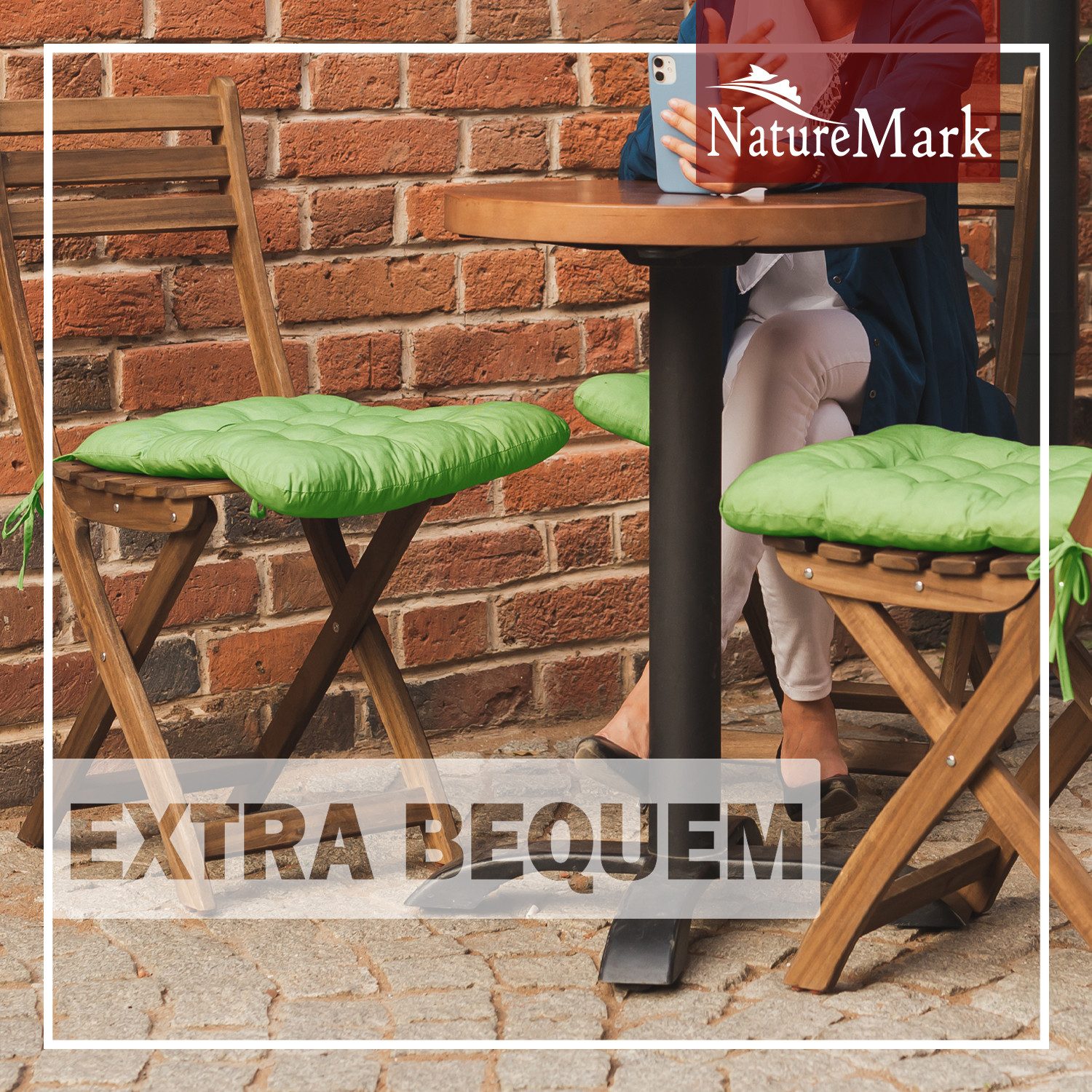 NatureMark Sitzkissen 4er-Set Stuhlkissen 40x40cm mit Bändern, Sitzpolster günstig online kaufen
