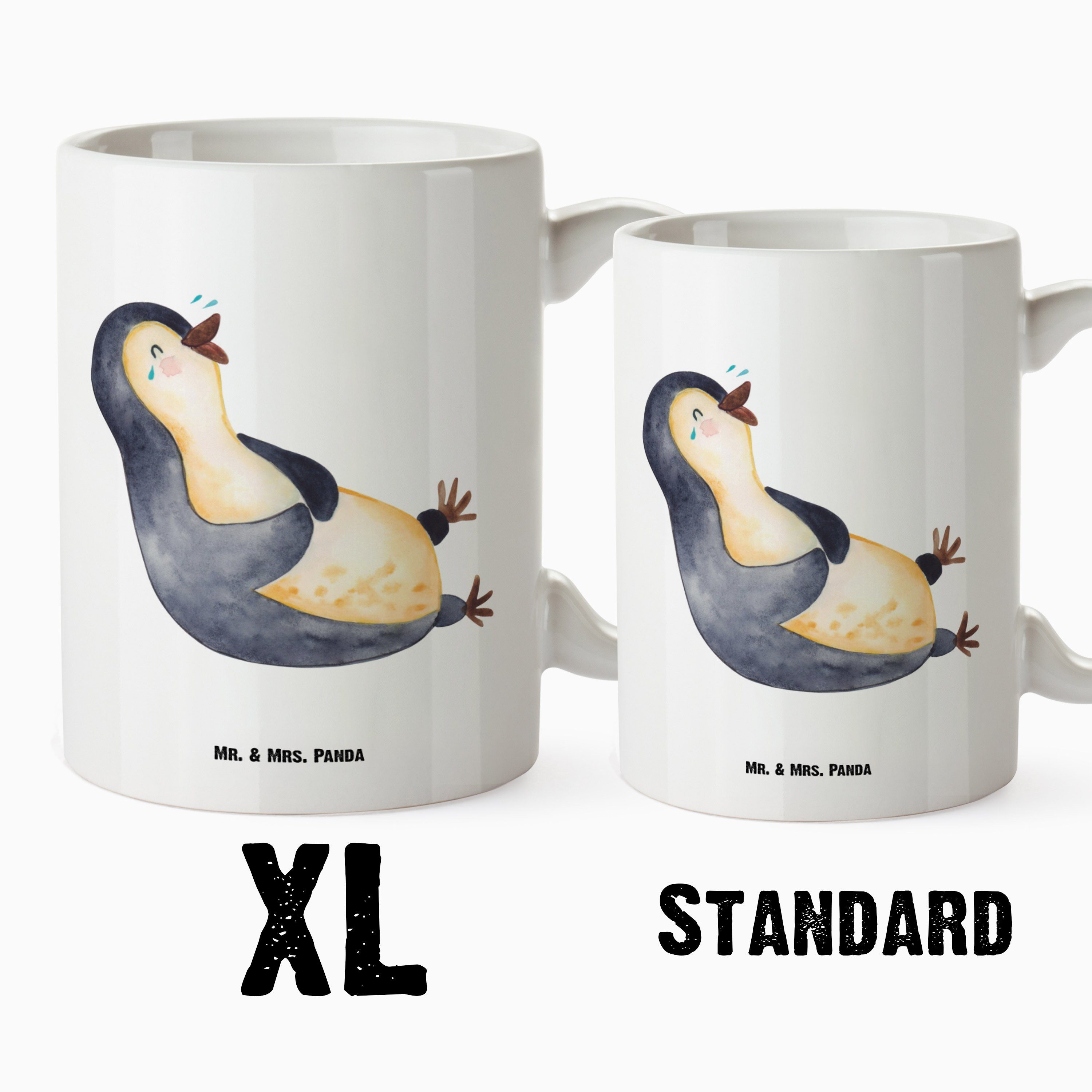 Geschenk, lol, Mrs. Weiß lachend Panda Kaffeetasse, Keramik Tasse, Grosse XL XL Mr. Tasse - & Pinguin Tasse -