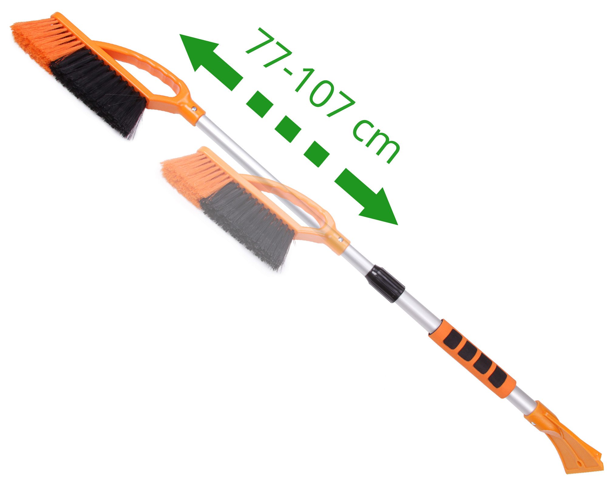 ONDIS24 Ice Scraper Telescopic Snow Brush with Soft Grip Aluminum Handle Car Extendable 77-107 cm