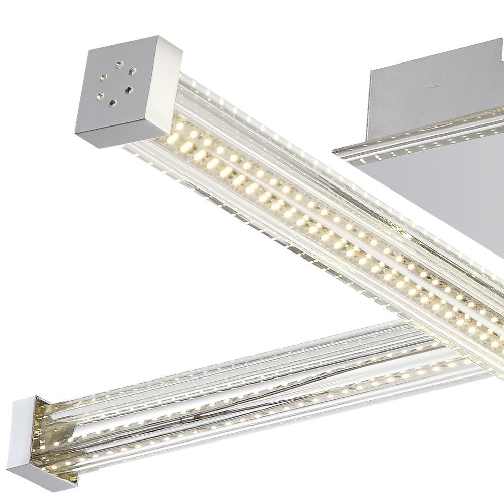 etc-shop LED Deckenleuchte, LED-Leuchtmittel Design Deckenlampe Chrom Glasstäben Deckenleuchte verbaut, mit Neutralweiß, fest