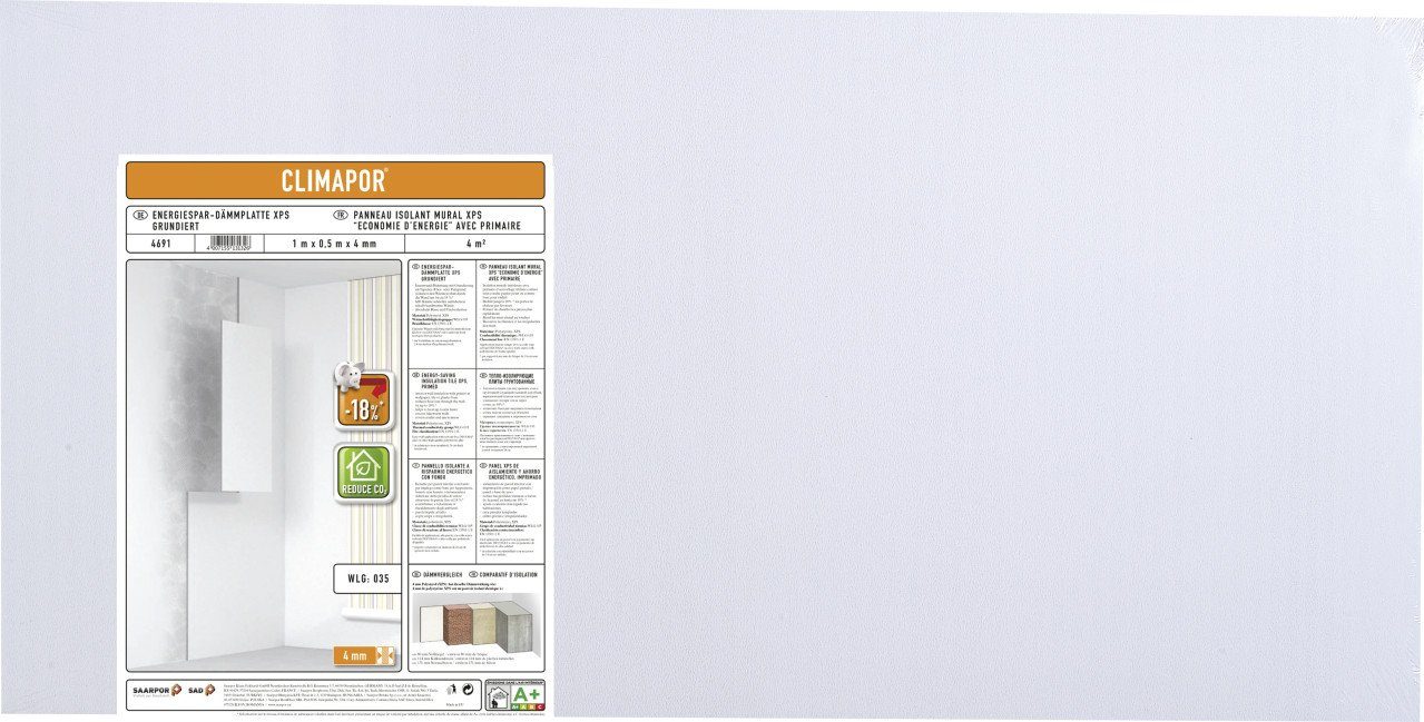 Climapor Isoliertapete Climapor Energiespar Dämmplatte XPS, 1 m x 0,5 m x