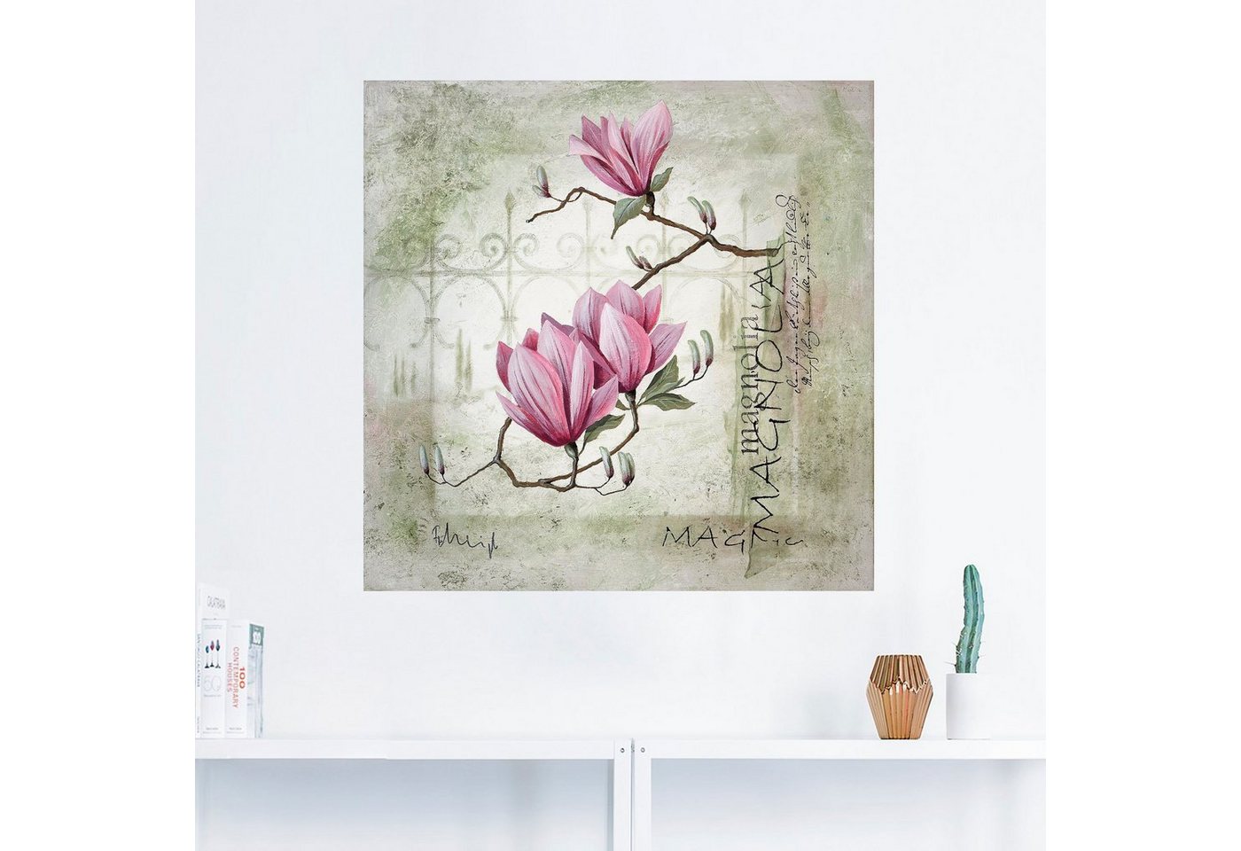 Artland Wandbild »Pinke Magnolie«, Blumen (1 Stück), in vielen Größen & Produktarten -Leinwandbild, Poster, Wandaufkleber / Wandtattoo auch für Badezimmer geeignet-HomeTrends