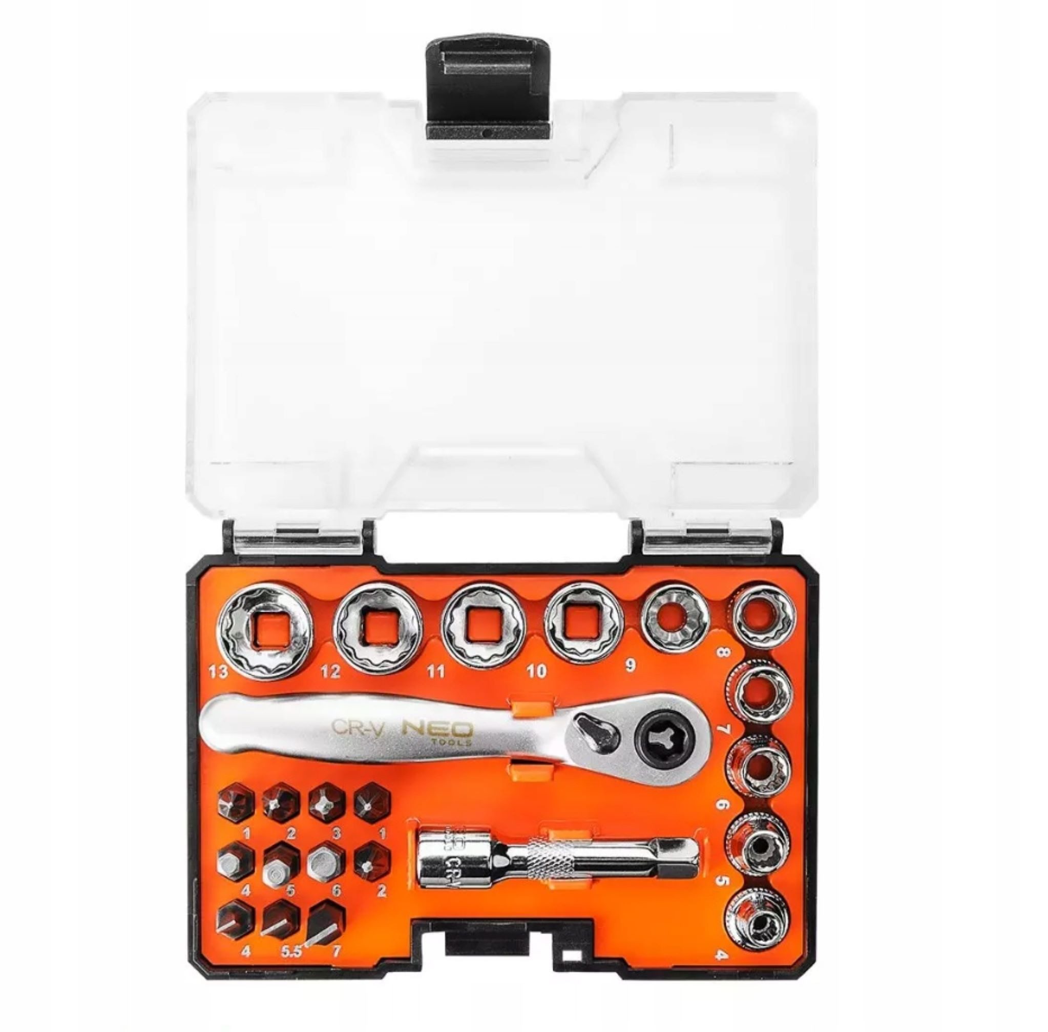 Neo Adventskalender NEO TOOLS Adventskalender - Werkzeugset mit Bits, Nüssen und Ratsche