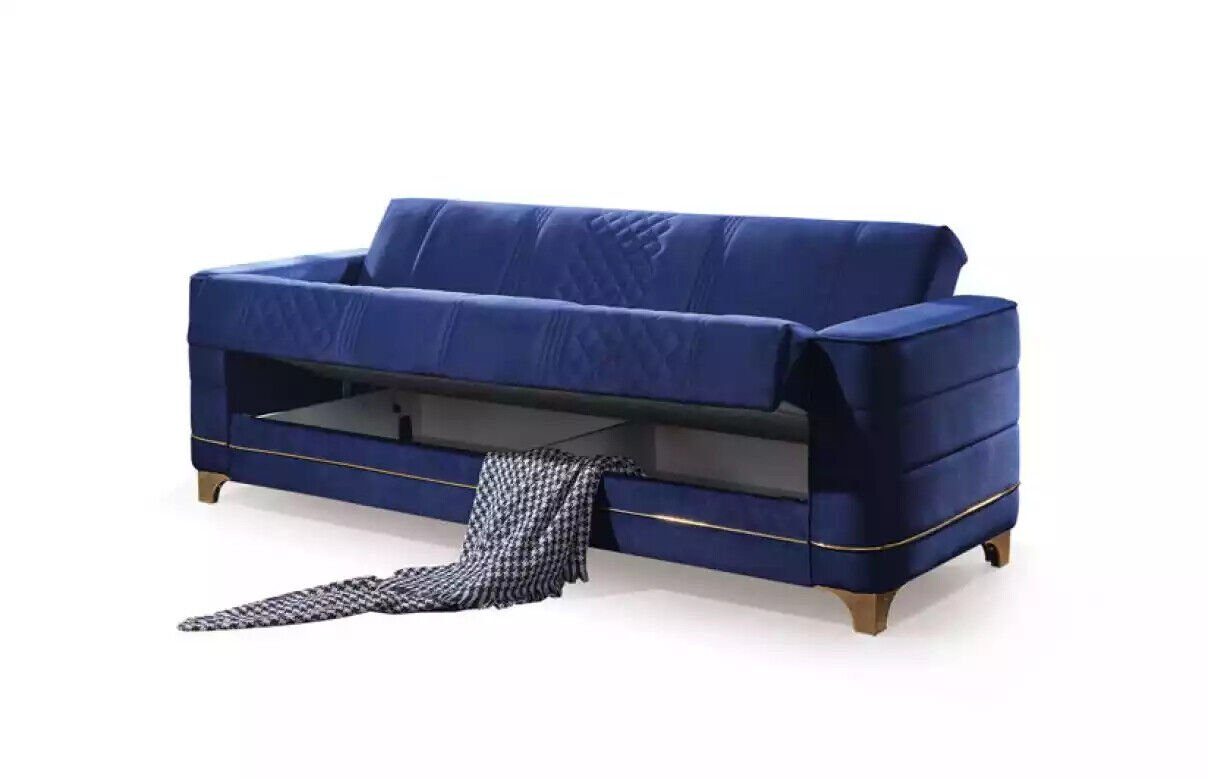 Sofa JVmoebel Made Polstergarnitur in 3+1+1 Set 2 Sitzer Sofa Teile, Europa Blaue Set,