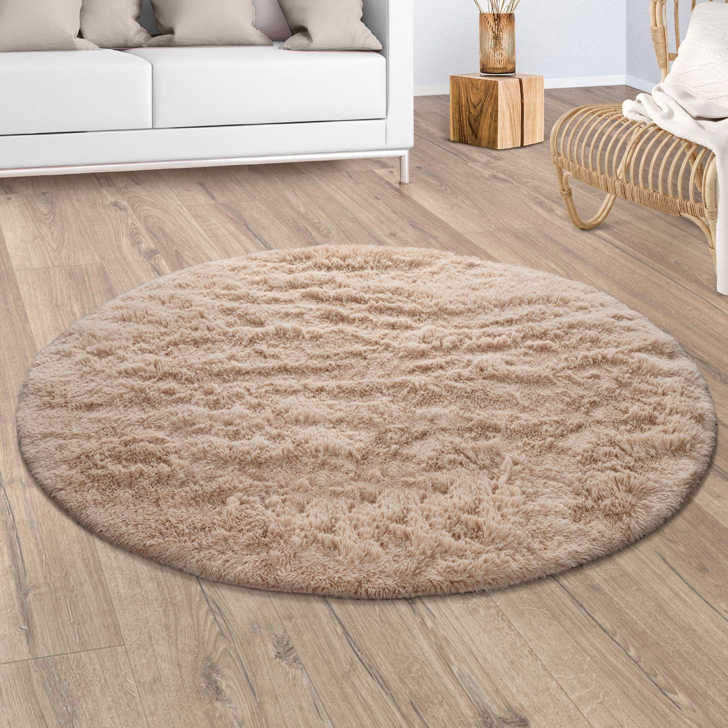 Paco Home Hochflor-Teppich Silky 591, rund, günstig online kaufen