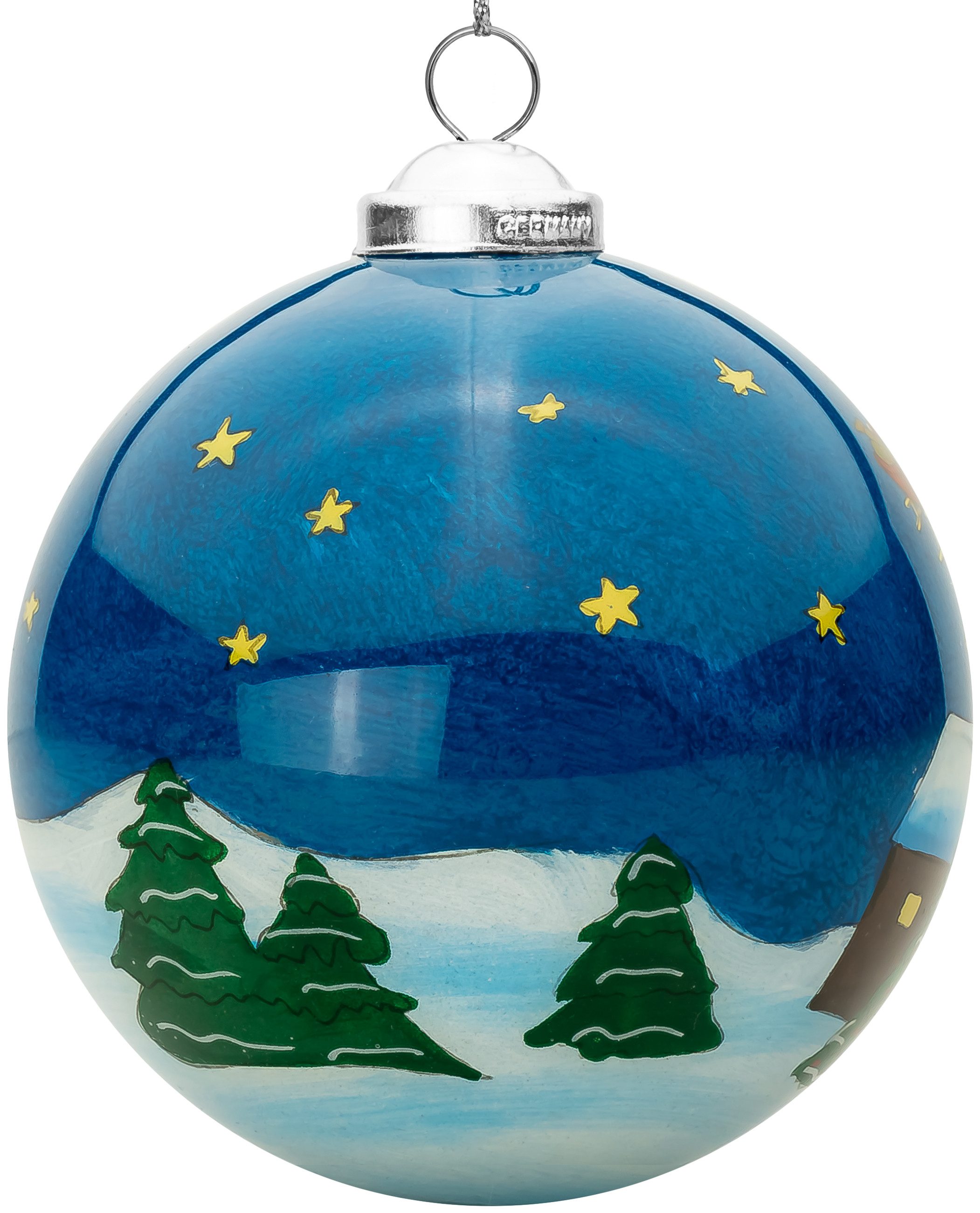 SIKORA Weihnachtsbaumkugel Innenglasmalerei Besondere Weihnachtskugel - K08-81 Winterdorf No.3, Christbaumschmuck aus Glas - per Hand bemalt - echte Handwerkskunst