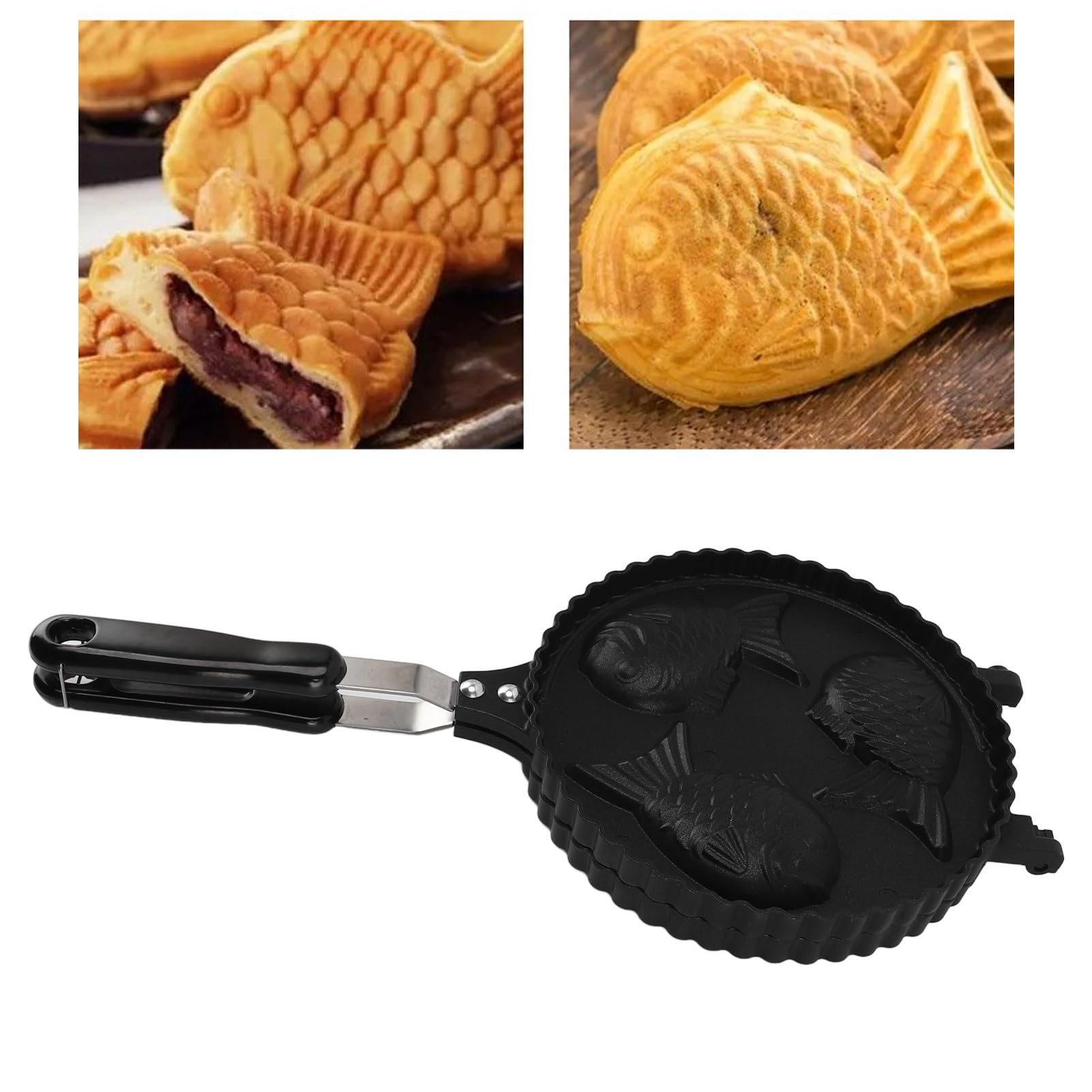FOUORTUNATE-BEE Backstein Taiyaki Form Fischwaffeleisen Antihaft Backform für Taiyaki, Für Küche Camping Reisen Café Dessert und Kuchenzubereitung