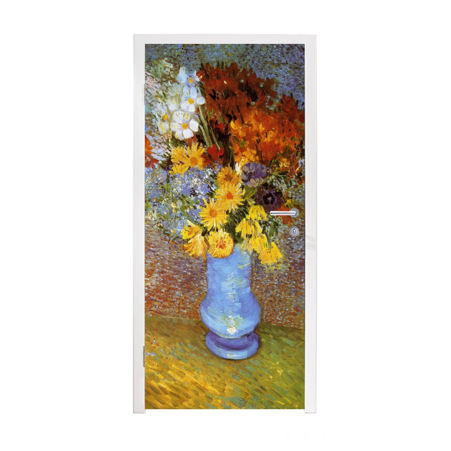 MuchoWow Türtapete Vase mit Gänseblümchen und Anemonen - Vincent van Gogh, Matt, bedruckt, (1 St), Fototapete für Tür, Türaufkleber, 75x205 cm